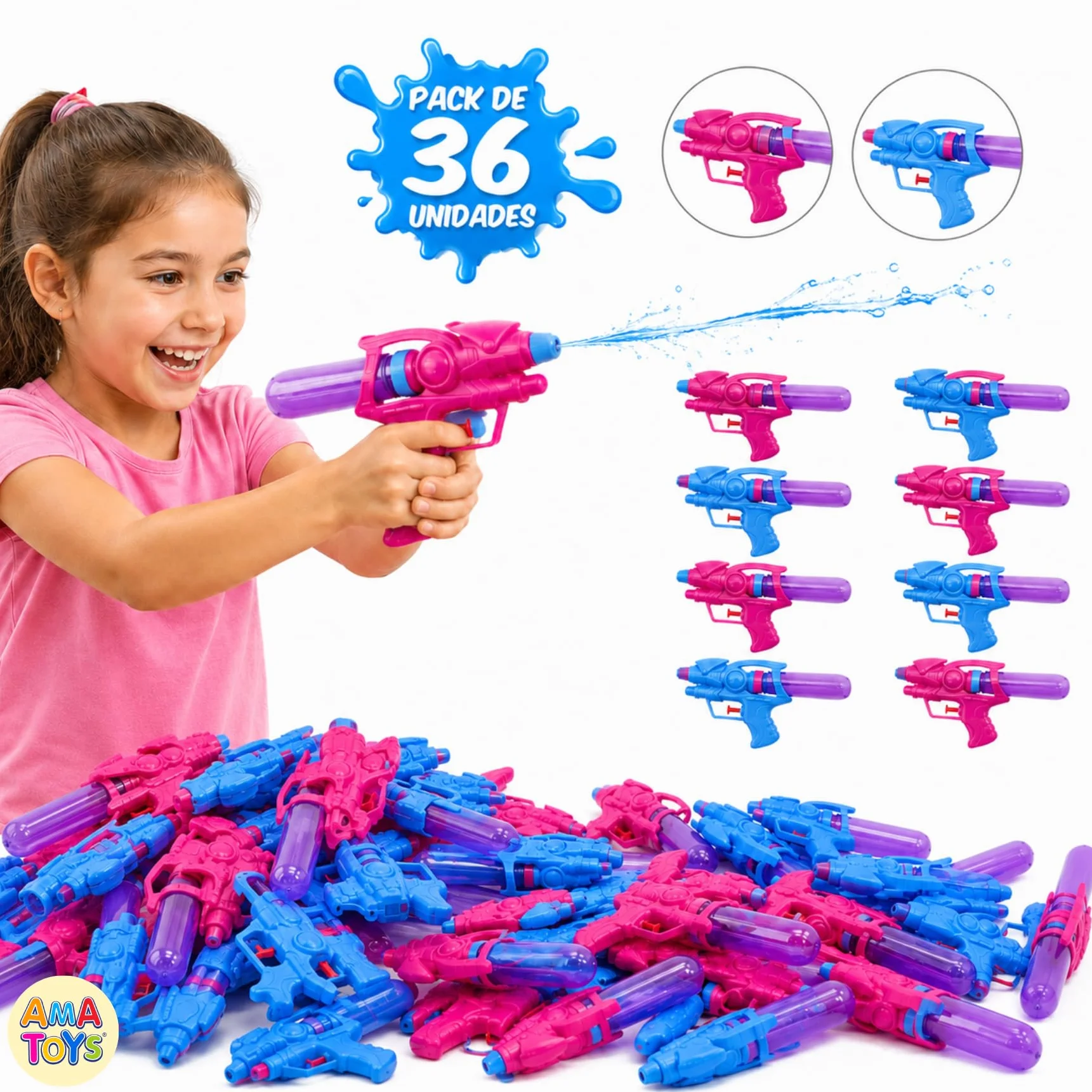 Pack de 36 Mini Pistolas de Agua para Niños - Juguete de Verano para Playa, Piscina y Jardín