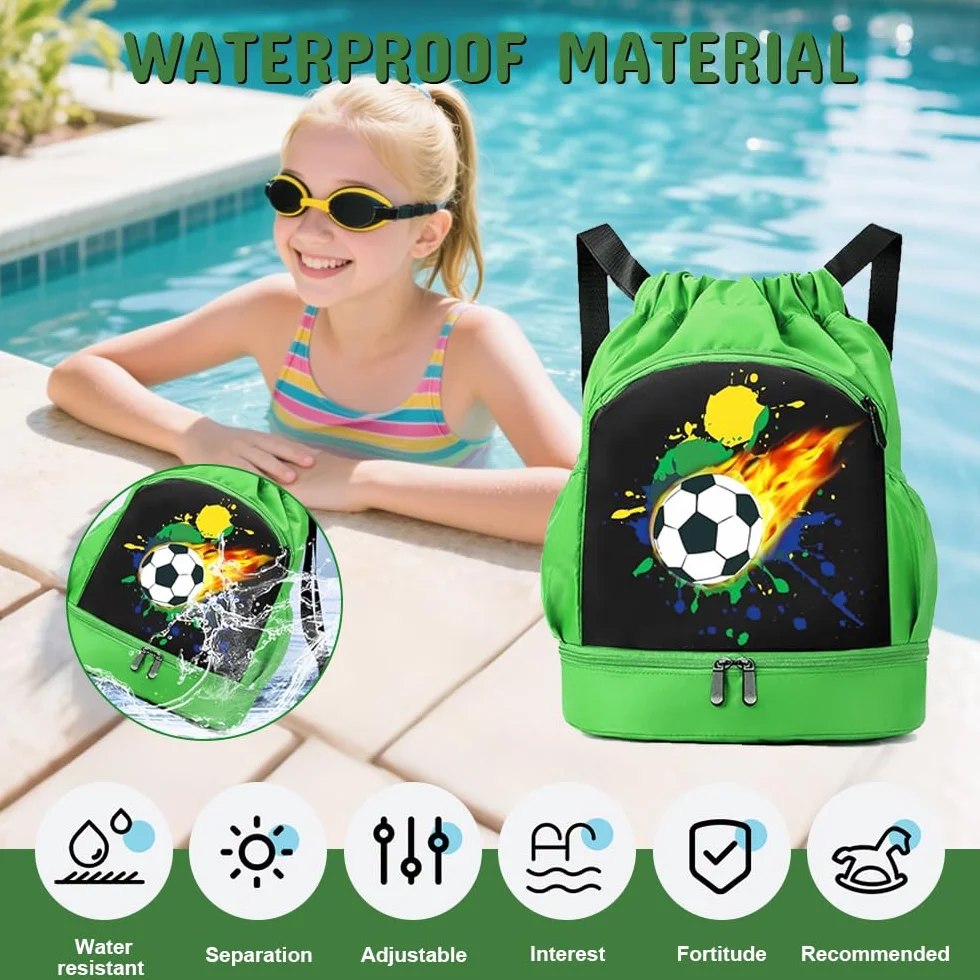 Mochila de Fitness Impermeable para Niños con Compartimento para Zapatos, Bolsa de Playa y Natación
