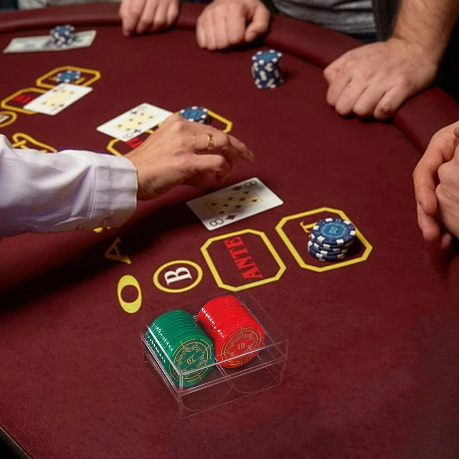 De Bandeja De Fichas De Poker - Porta Fichas De Poker De 2 Ranuras | Pantalla De Fichas De Poker | El Portador De Fichas De Poker Sostiene | 40 Fichas De Tamaño Estándar para Principiantes Y ESP