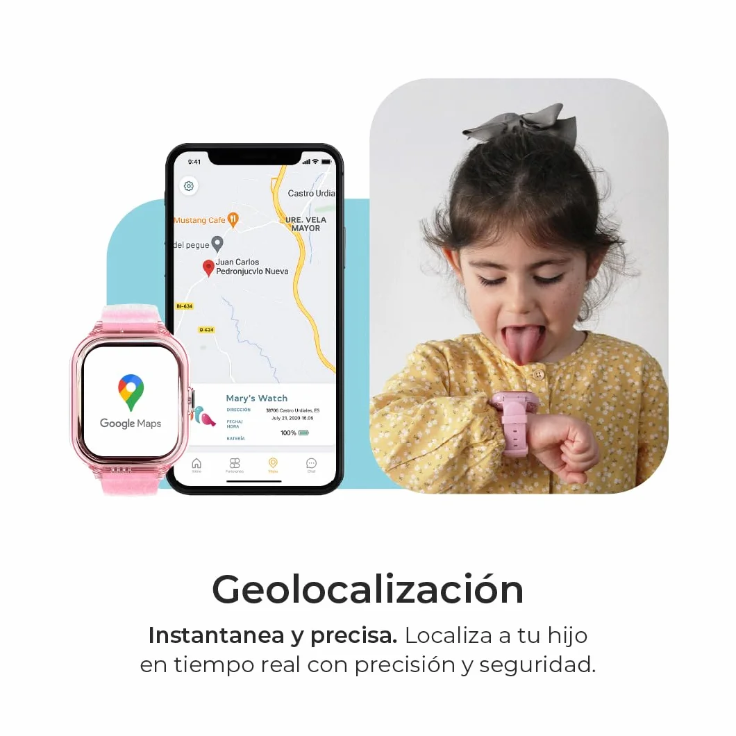 Reloj Inteligente Niño con Localizador GPS, Juegos, Cámara, Llamadas, SOS, SIM Incluida Azul
