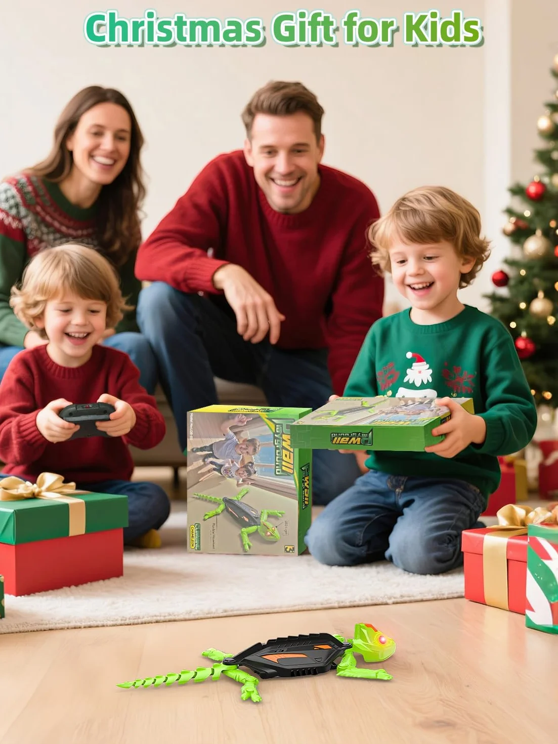 Kssvzz Lagartija Teledirigida, Gecko Teledirigido Recargable con Ojos LED, Bromas y Juegos Radio Control Robot Juguete, 360 ° Rotación Camaleon Teledirigida Regalo para niños y niñas de 3 a 12 años