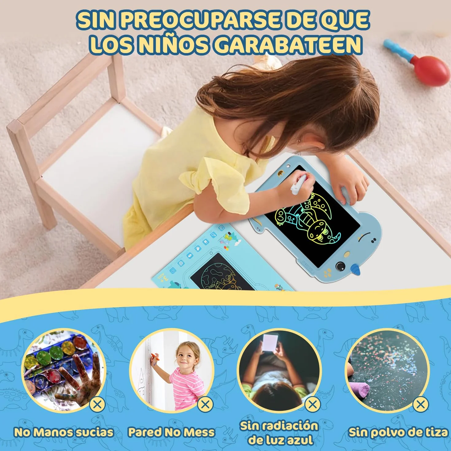 Tablet de Escritura LCD [Nueva Versión], Electight Tablet Escritura Pantalla Colorido Infantil, Juguetes Educativo con Borrable y Bloqueo Función, para Niñas y Niños de 3 4 5 6+ Años, Azul