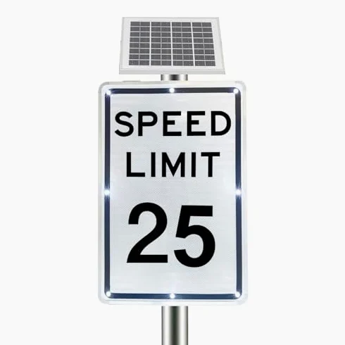 Señal de tráfico LED intermitente con energía solar, 18 x 24 pulgadas, límite de velocidad de 10-95 MPH, IP65 impermeable, reflectante de grado de ingeniero, aluminio duradero para una seguridad de