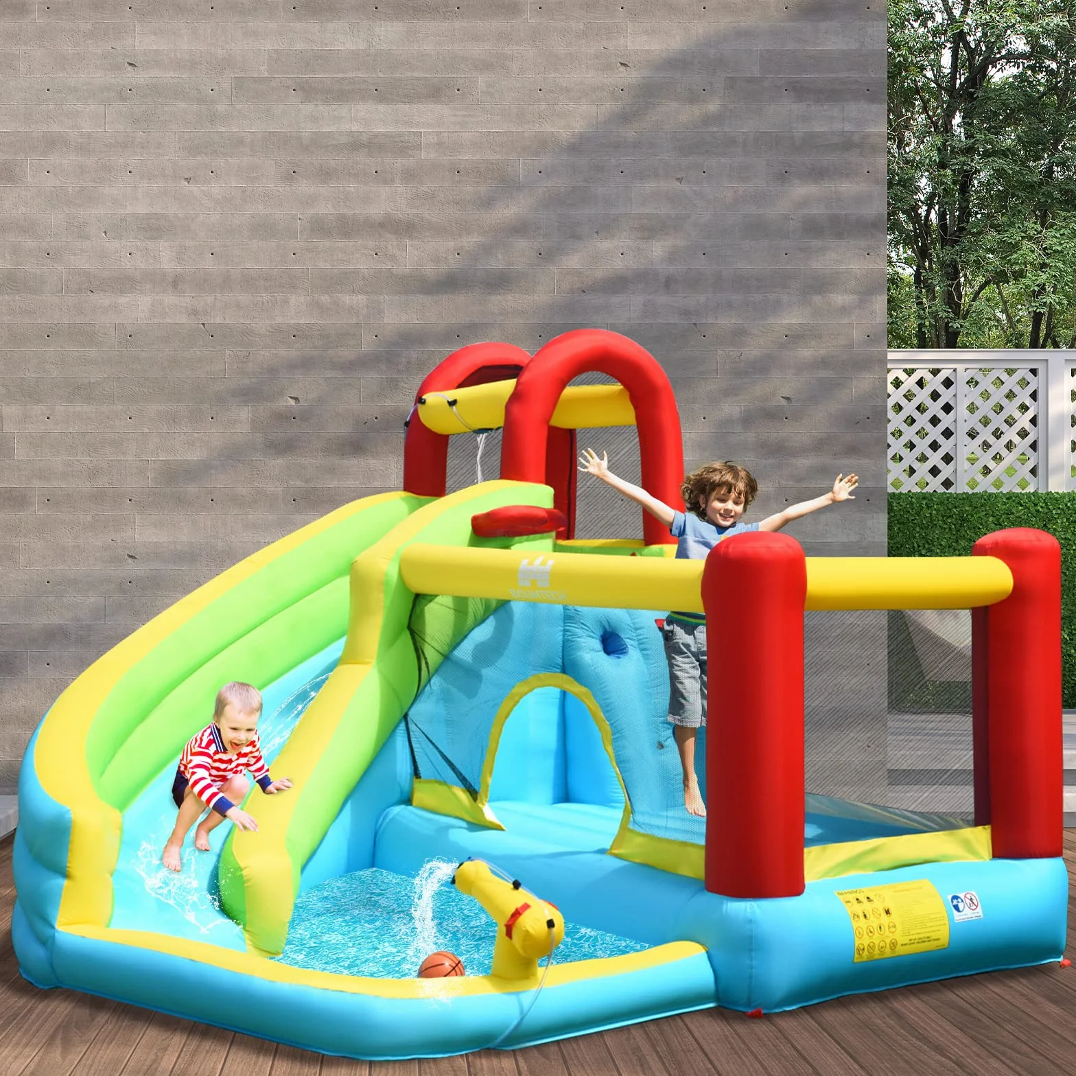GOPLUS Castillo Hinchable para Niños, Hinchable Grande con Piscina, y Tobogán para Fiesta del Agua de Verano, Adecuado de 3 a 10 Años, ‎‎325 x 310 x 225 cm