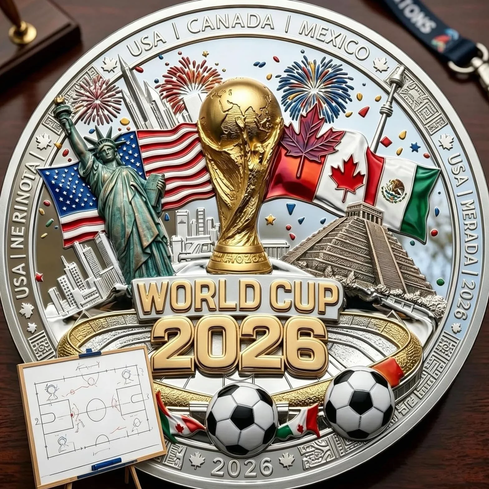 Moneda Conmemorativa del Mundial 2026, Moneda de Metal de Doble Cara, Ideal para Exhibir, como Accesorio de Escritorio o como Regalo de Recuerdo, para Aficionados y Coleccionistas de Fútbol (1 pc)