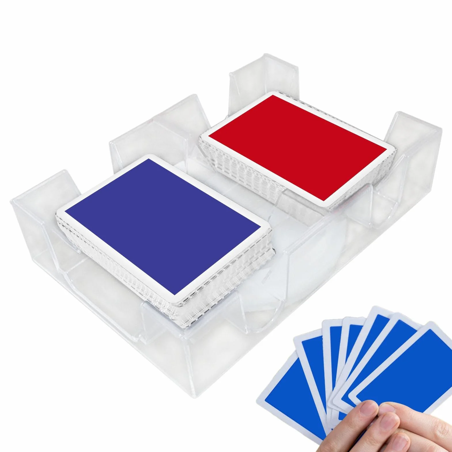 - Tarjetero Giratorio Transparente Doble Puente – Portatarjetas Giratorio, Bandeja de Tarjetas para Jugar, Resistente y práctico para Adultos y mesas de póker