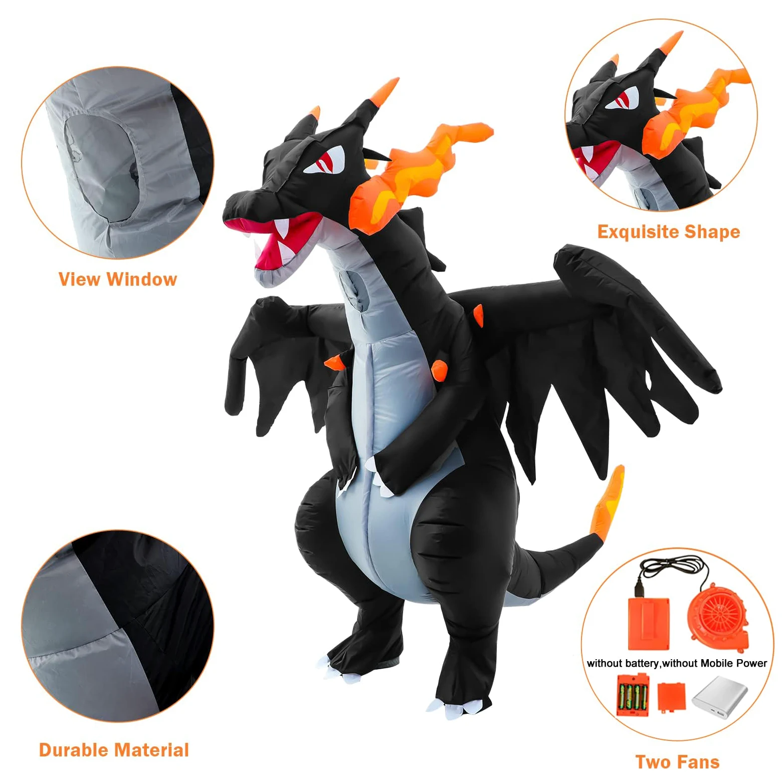 FXICH inflable Dinosaurier Kostüm Charizard Erwachsene Air Blow up divertido vestido de lujo fiesta adulto Halloween Kostüm