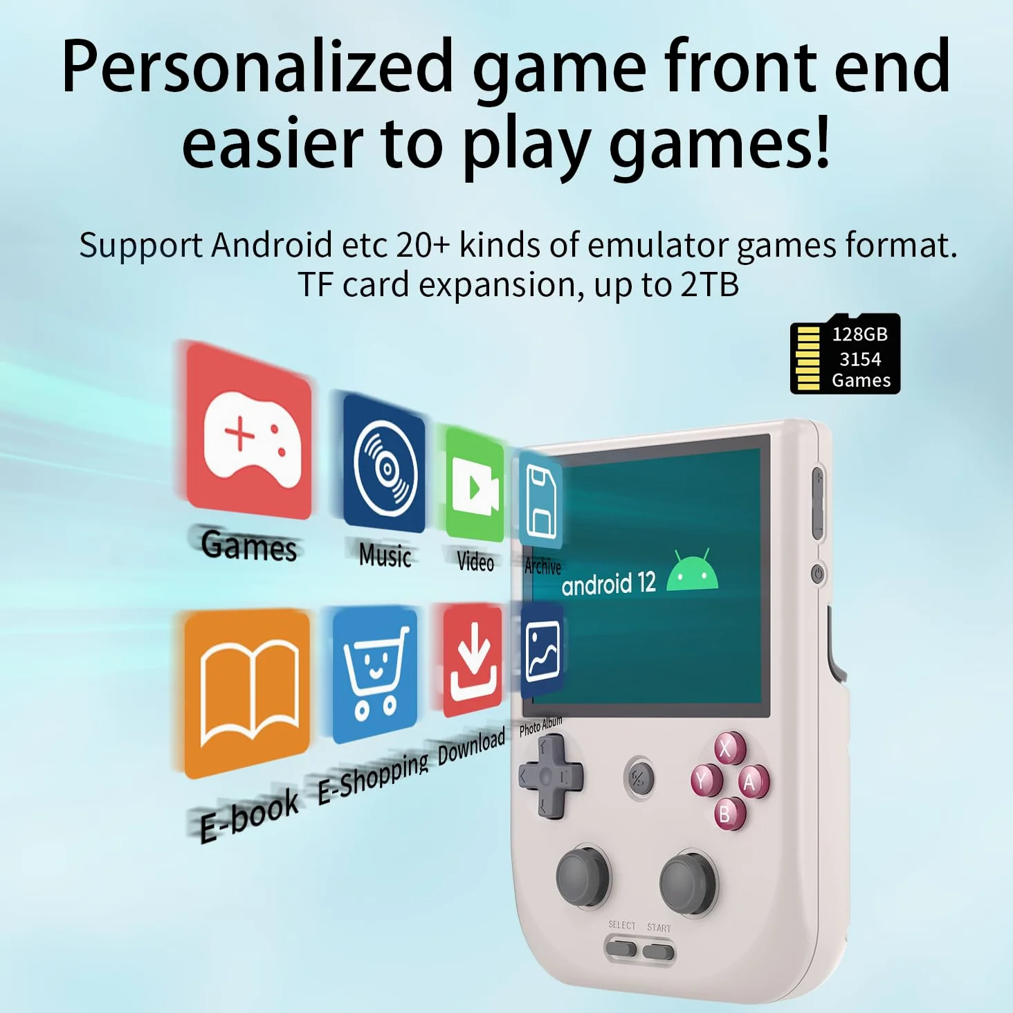 RG405V - Consola de videojuegos portátil con pantalla táctil IPS de 4 pulgadas, Android 12 T618, batería de 5500 mAh, reproductor retro portátil, 5G, WiFi, Bluetooth, disipación automática