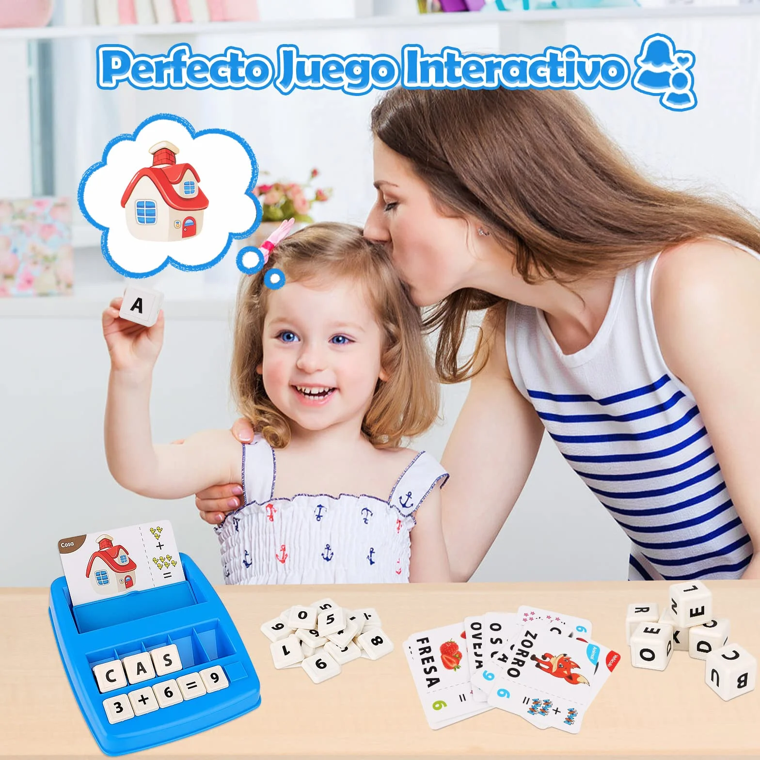 Joozmui Juguetes Niños 3 4 5 6 7 8 Años, Juegos Educativos Niños 3-10 Años Regalo Niña 3-11 Año Juegos para Niño Juguete Niña Aprender a Leer Juguete Montessori Scrabble Español