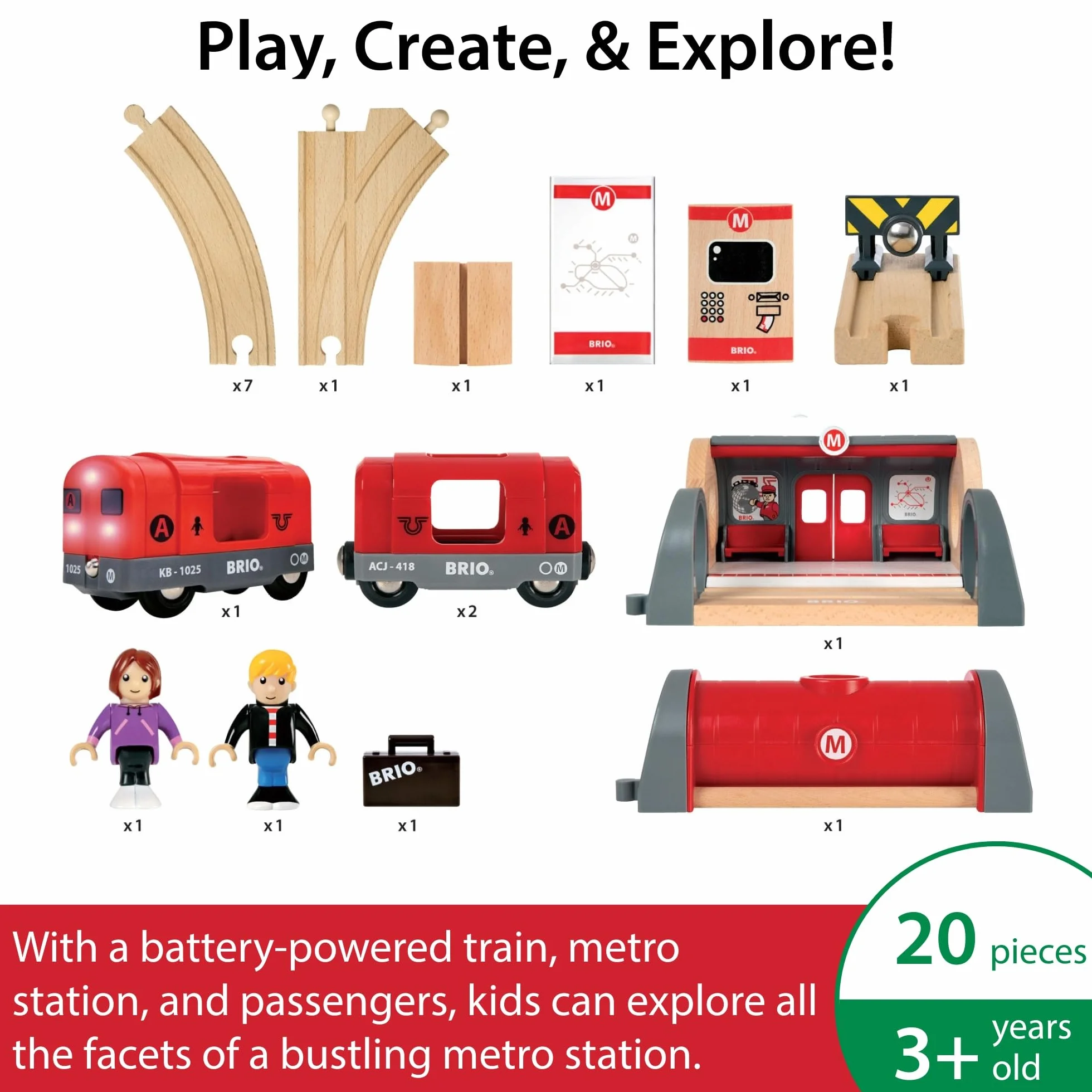 BRIO World - Set Metro, Ferrocarriles, Set de Construcción de Madera, Tren Juguete, Juguetes Niños 3 Años o más, Juegos Educativos 3 Años