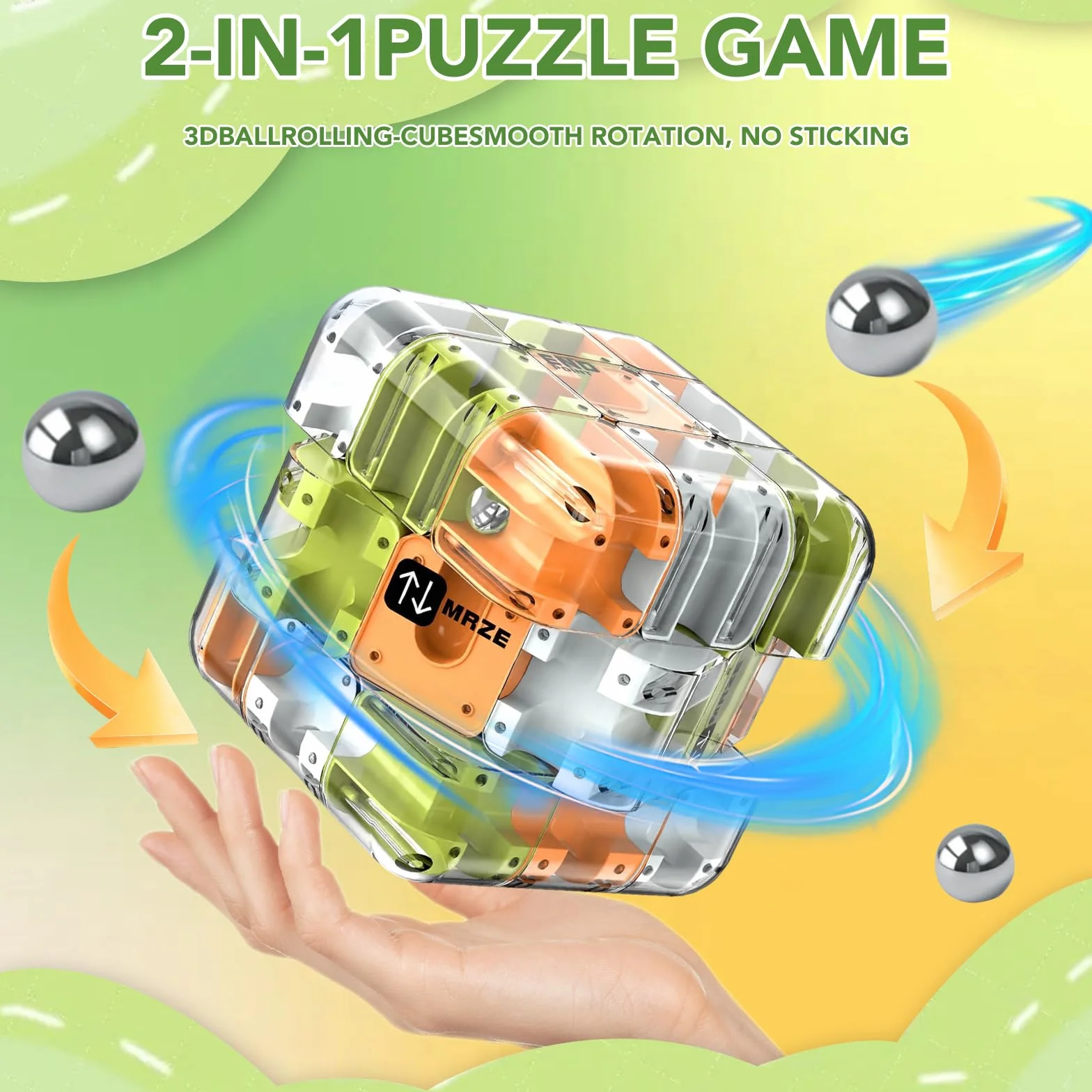 Laberinto de Bolas 3D Grande Rompecabezas Cubo Labyrinth Maze Juguete Educativo para Aliviar el Estrés Naranja