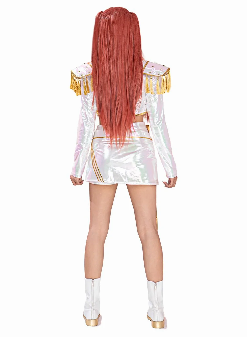 OSIAS Disfraz de Cosplay Mujer Mira Escenario Blanco con Diseño Láser Deslumbrante