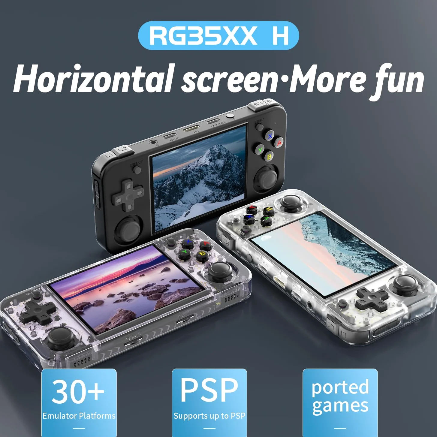 rg35xx H - Emulador de juegos retro 35xxH con una tarjeta 64G precargada de juegos rg35xxh visualización IPS de 3.5 pulgadas compatible con 5G WiFi Bluetooth HDMI y salida de TV
