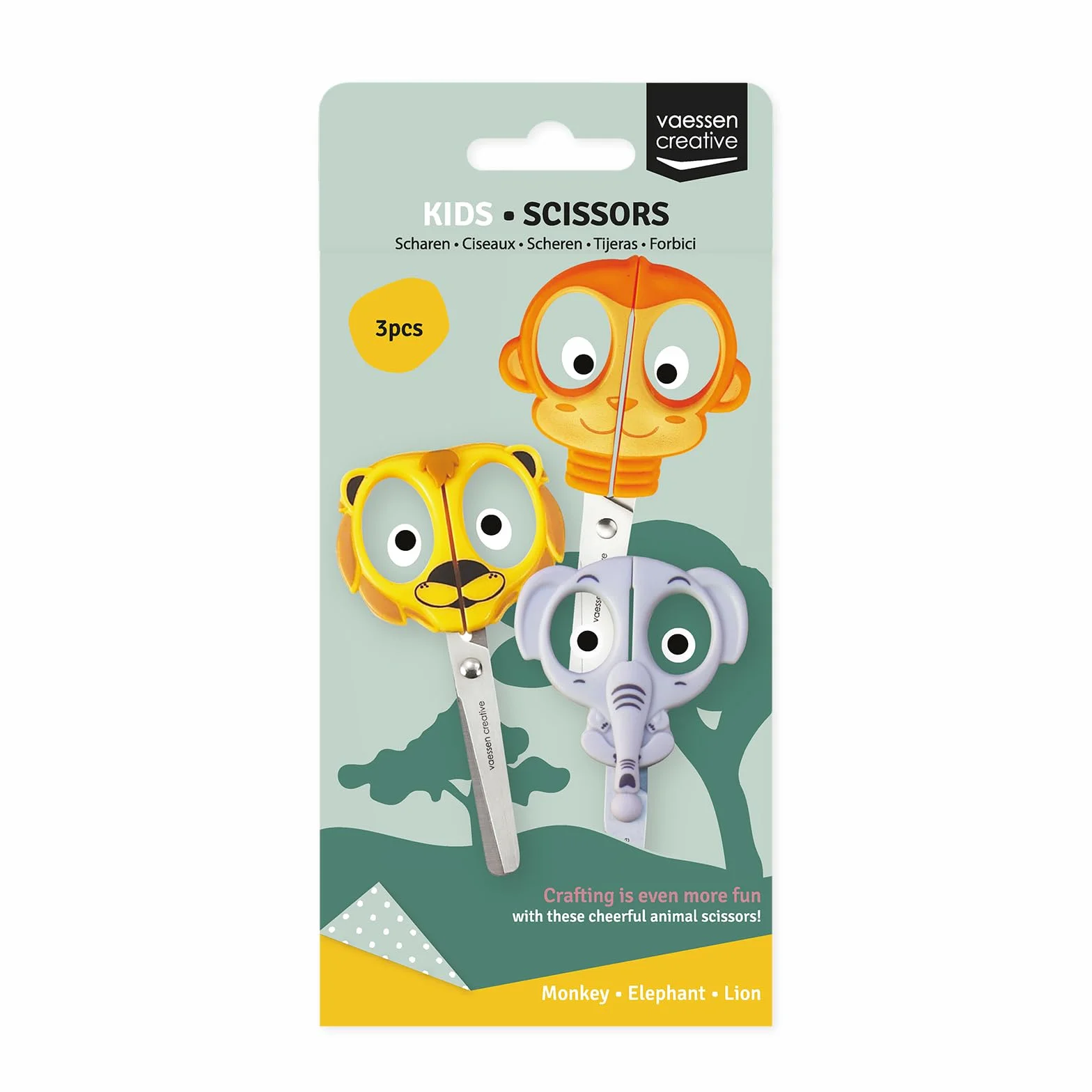 Vaessen Creative 70103-006 - Juego de tijeras infantiles (3 unidades, 12,7 cm, puntas redondeadas, para zurdos y diestros, proyectos de manualidades y hobby)