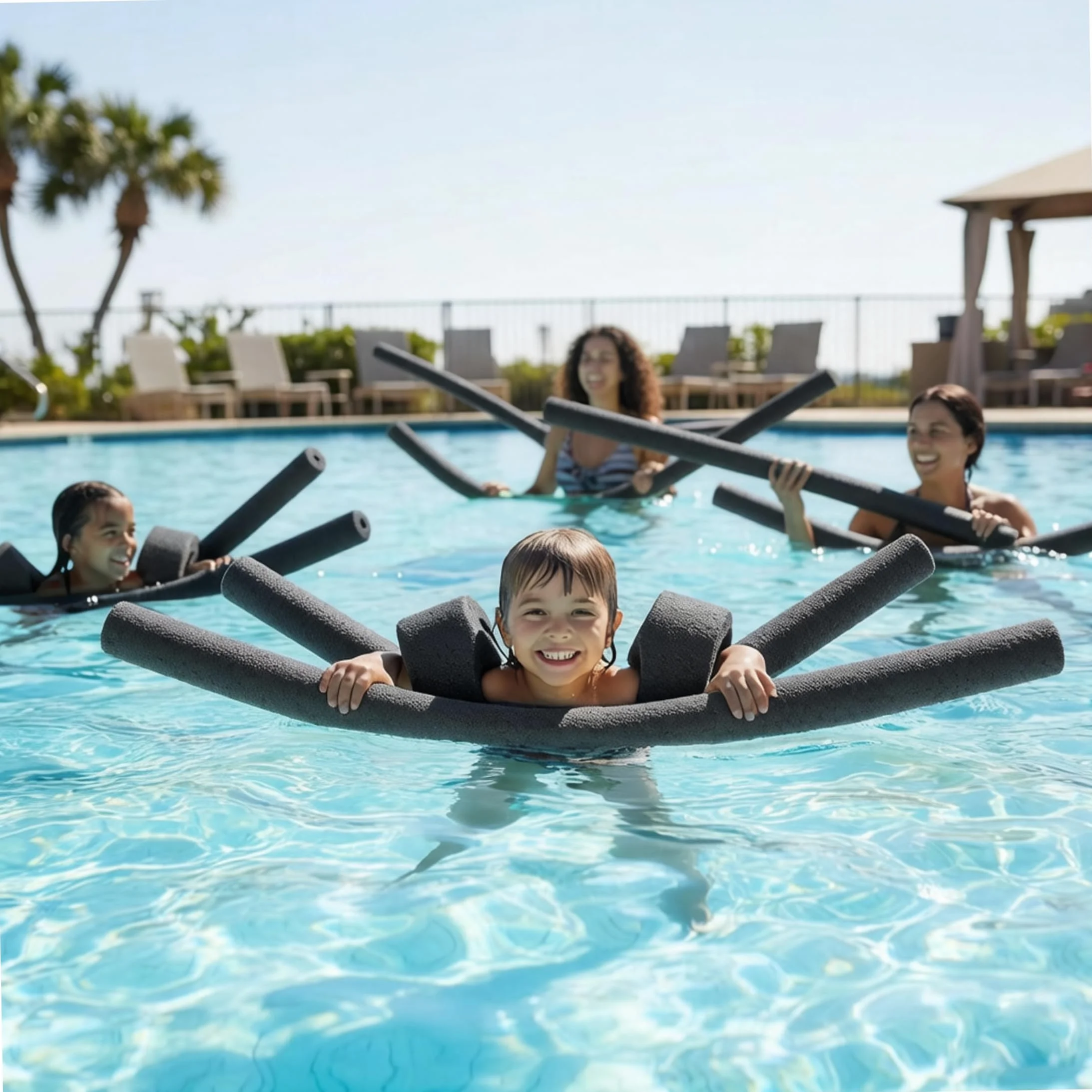 Black Pool Noodles, Paquete de 3 Espuma Hueca de 52 Pulgadas | Estructura flotante liviana, ideal para fiestas en la piscina, adecuada para todas las edades