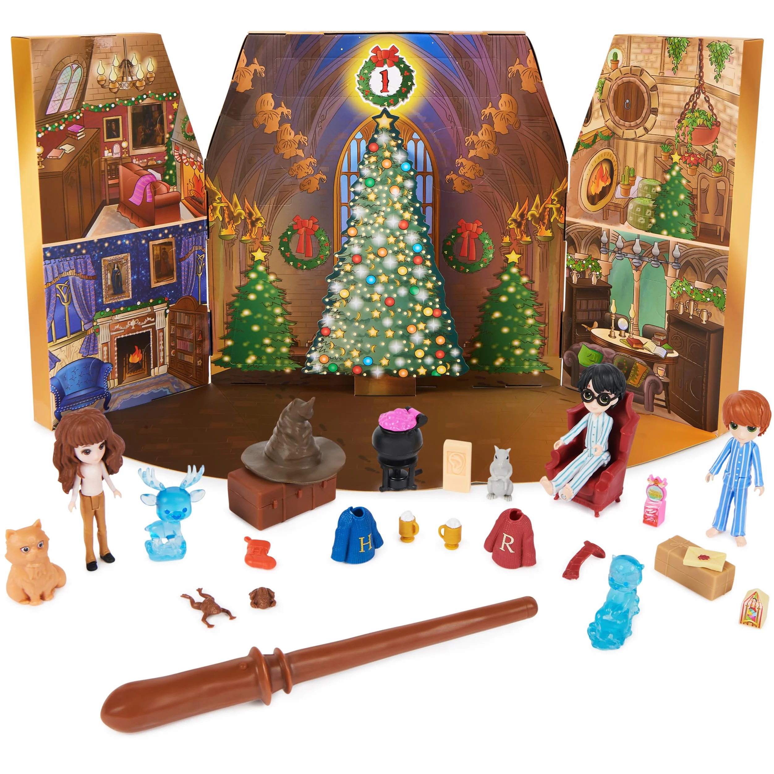 Wizarding World, Harry Potter, Calendario de Adviento de Magical Minis con 24 regalos, Calendario de cuenta atrás para Navidad con juguetes sorpresa, Juguetes para niños y niñas a partir de 6 años