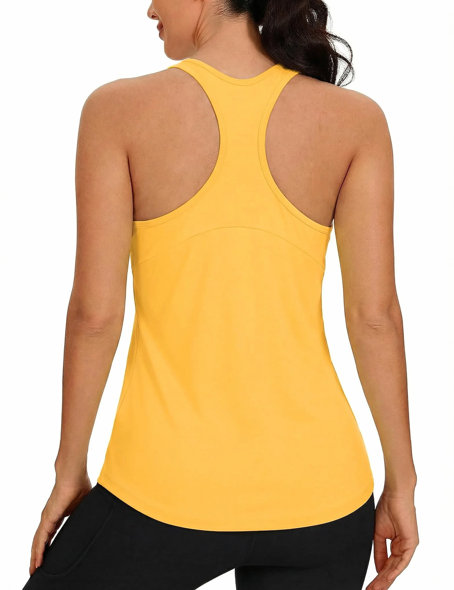 Camiseta Deportiva sin Mangas para Mujer Transpirable con Detalle Reflectante Cuello Redondo Bajo Curvo