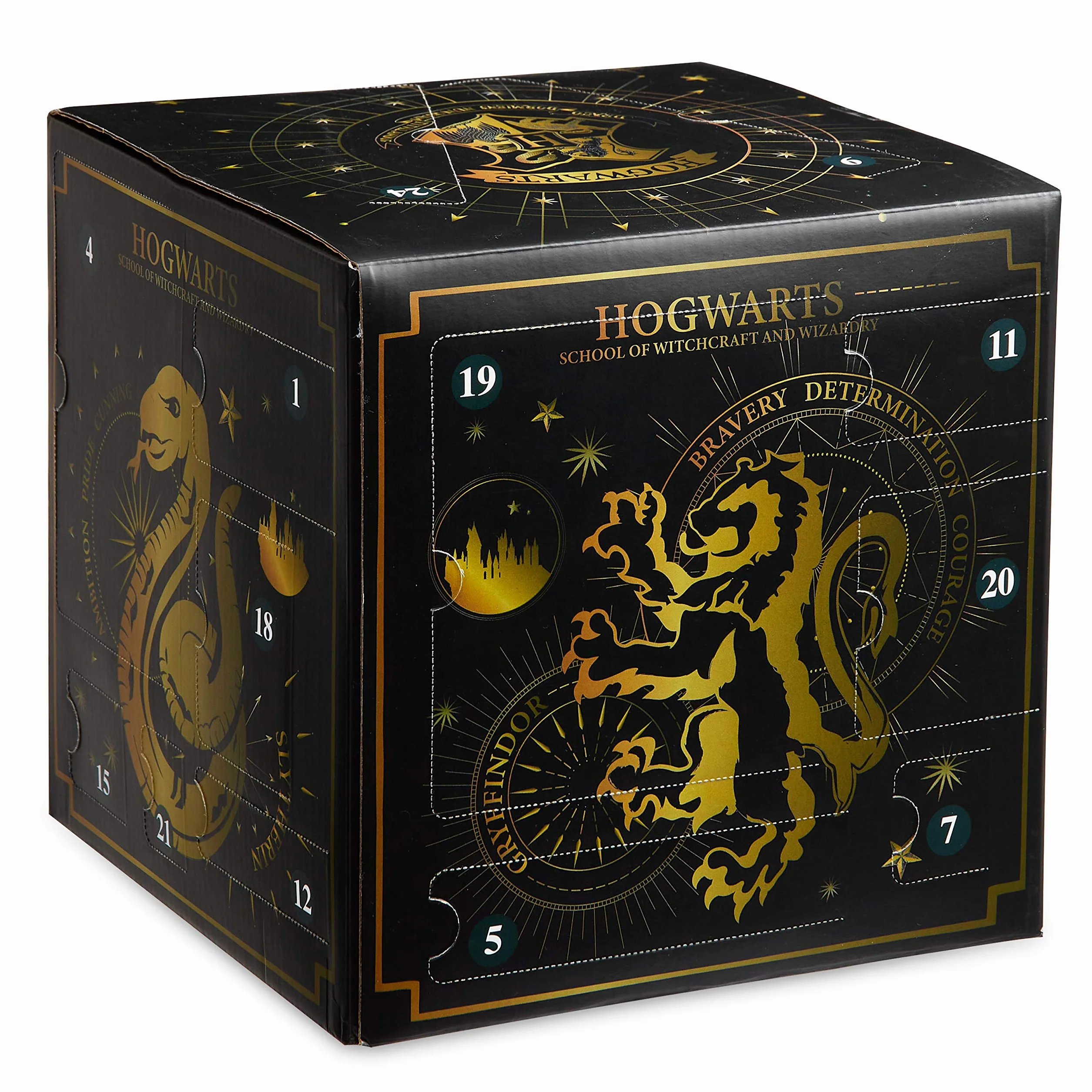 Harry Potter Calendario Adviento 2025 con 24 Sorpresas, Papelería, Accesorios para el Cabello, Calcetines, Boligrafo Divertido, Bolsa Hogwarts (Negro Cube)