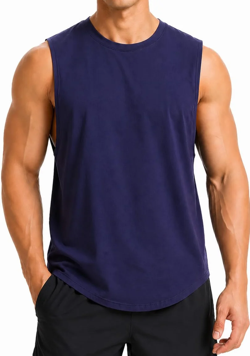 Camiseta sin Mangas de Algodón para Hombre Entrenamiento Gimnasio