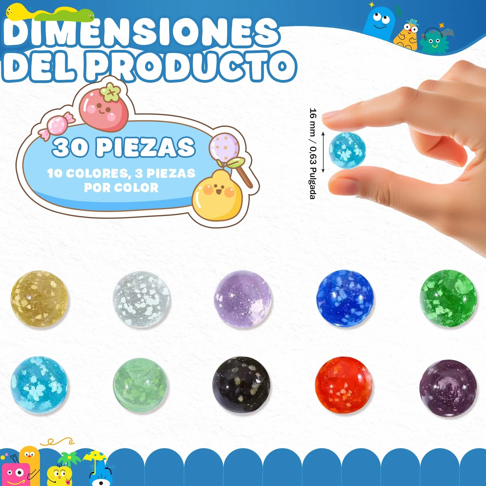30 Piezas Canicas de Cristal Pequeñas, Mármoles de Cristal Que Brillan Oscuridad, Juego de Canicas para Niños, Mármoles de Vidrio Colorido para Bricolaje y Decoración del Hogar