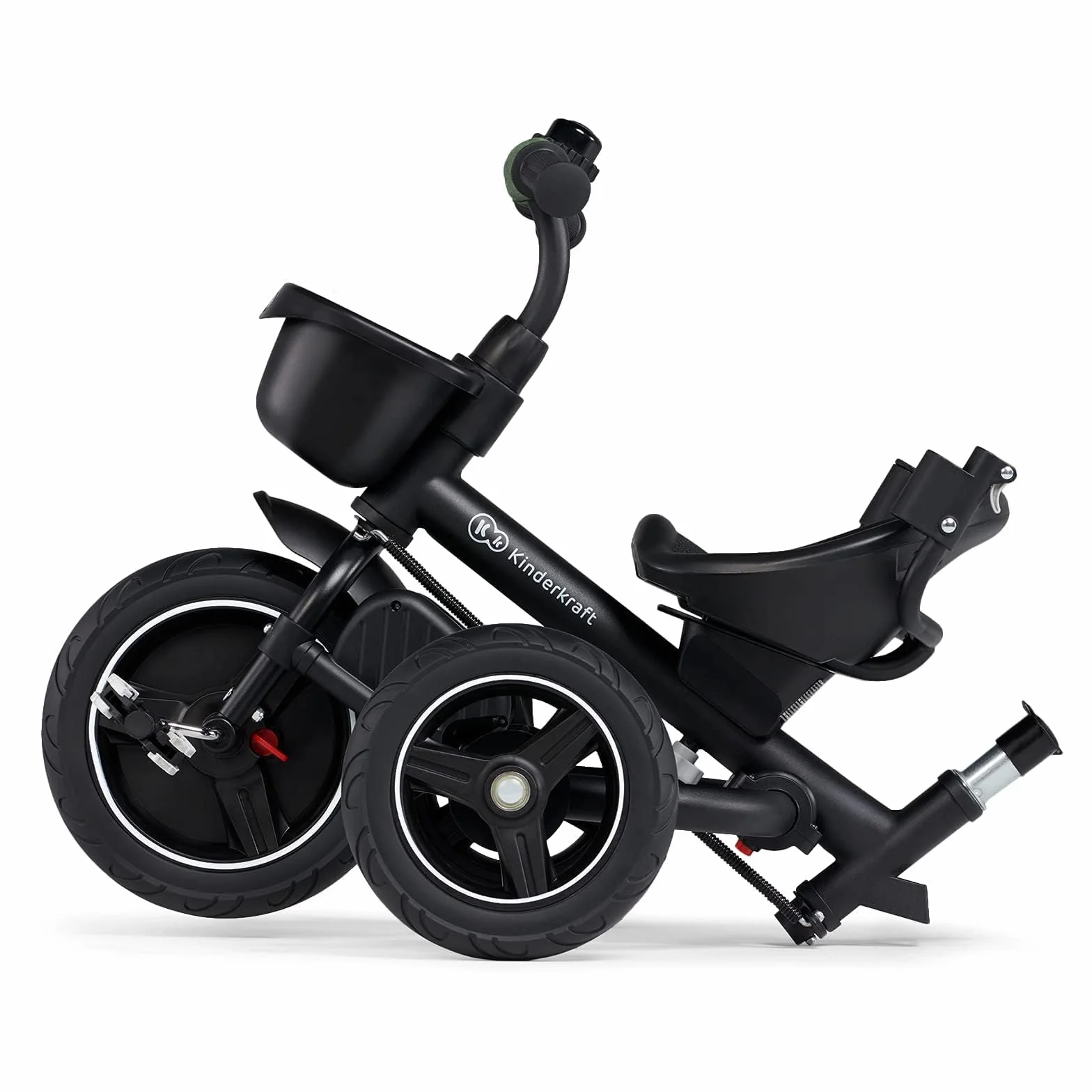 Kinderkraft SPINSTEP Triciclo Evolutivo Bebé 5 en 1 de 9 Meses a 5 Años, Bicicleta para niños, Plegable y reclinable, Capota Impermeable con Filtro UPF 50+, Asiento Giratorio 360 Grados, Verde