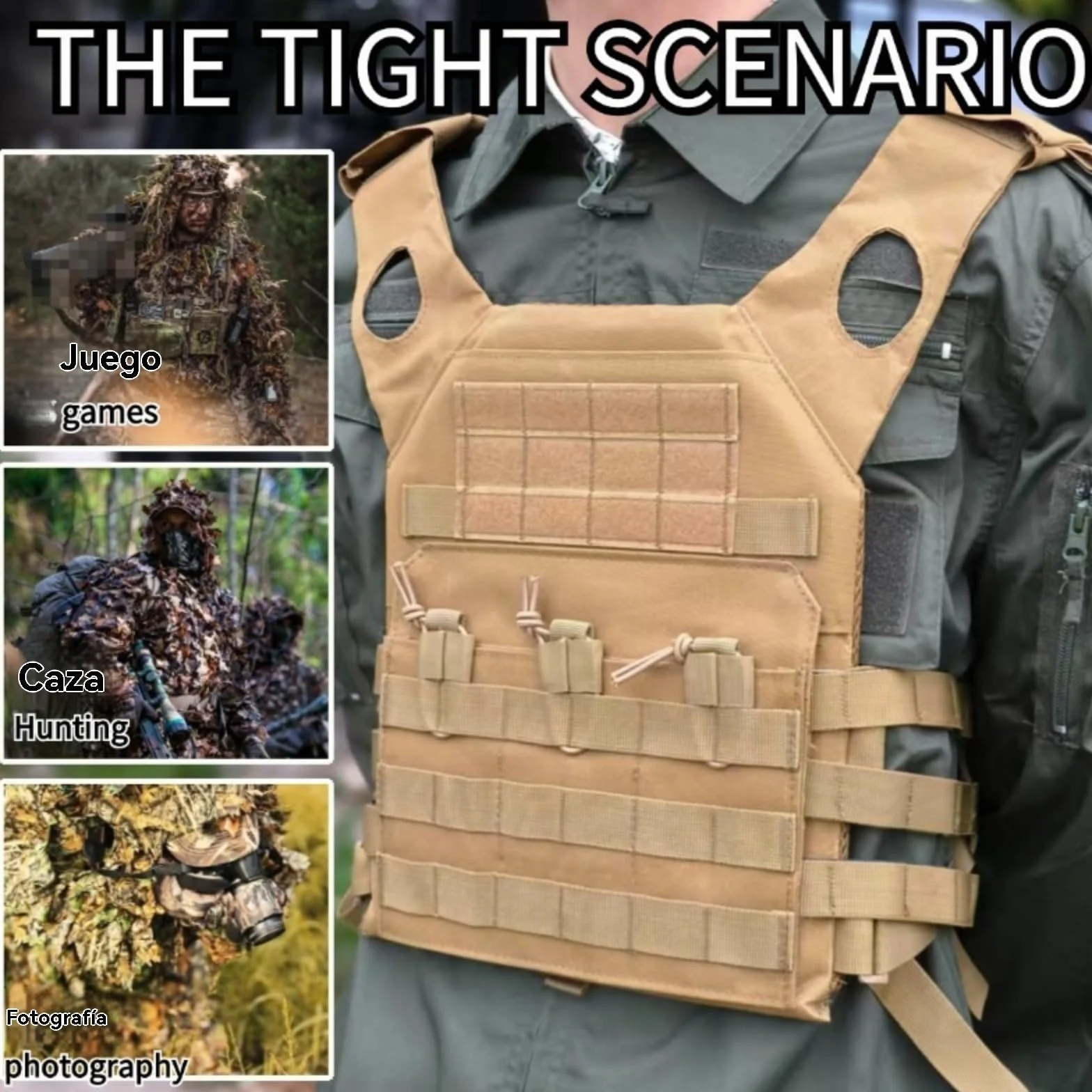 Chaleco táctico portador de pecho ligero airsoft caza paintball al aire libre