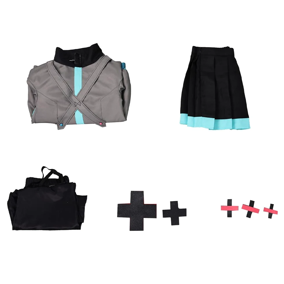 Zhongkaihua Miku - Disfraz completo de cosplay con chaqueta, falda, calcetines, tocados y decoraciones de cruz, traje de personaje de anime para cosplay, Halloween, carnaval para fanáticos