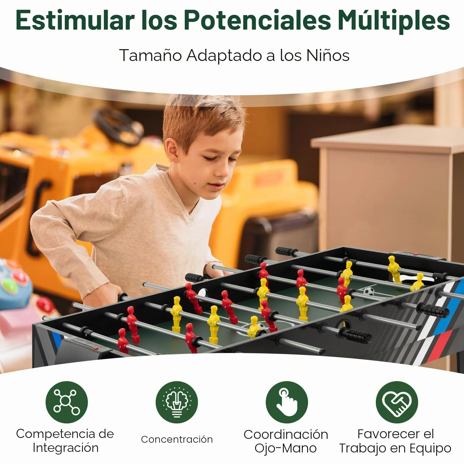GOPLUS 4 en 1 Juegos de Mesa Adulto y Niño, Mesa Multijuegos de Fútbolin, Hockey, Ping-Pong, Billar, 125 x 97 x 83 cm，2-4 Juegos Interactivos para Hogar, Fiesta, Negro