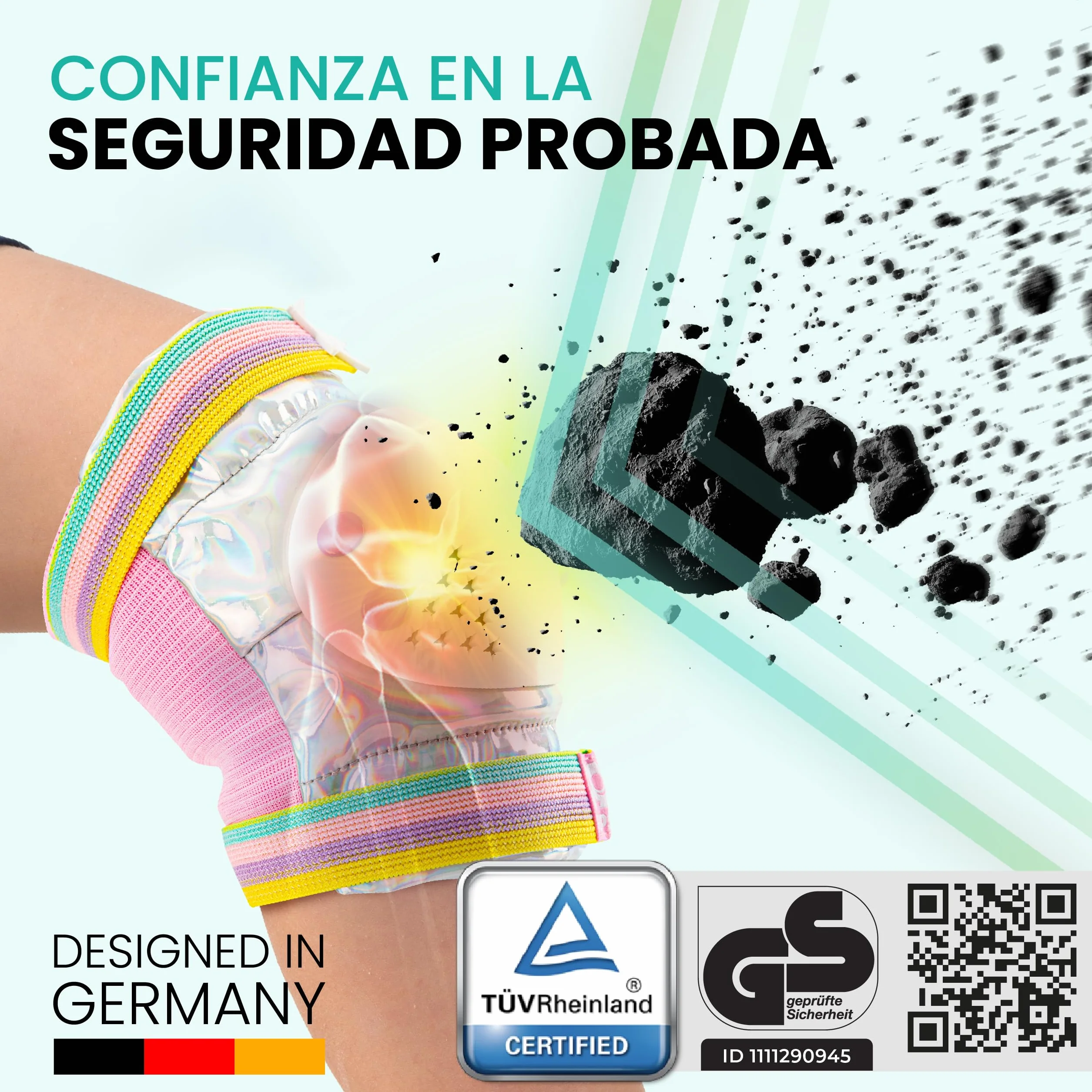 99FLIPS Protecciones Patines Niña Rodilleras Coderas Niño Protectores Talla XS PLATA MÁGICA