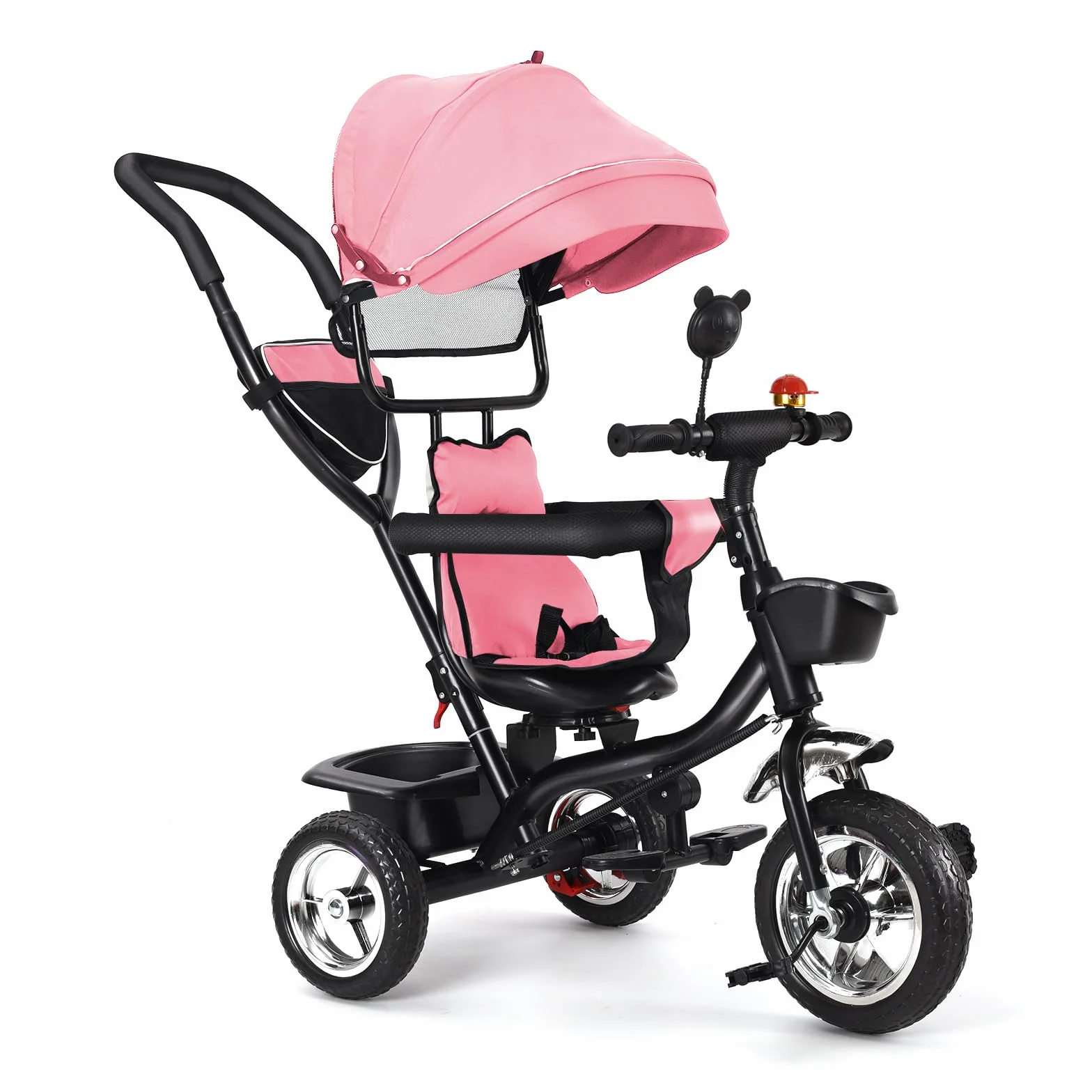 OHMG Triciclo bebé escalable hasta 25 kg, bicicleta de paseo para niños mayores, asiento reversible, bolsa grande, bastón y parasoles plegables, bicicletas, accesorios