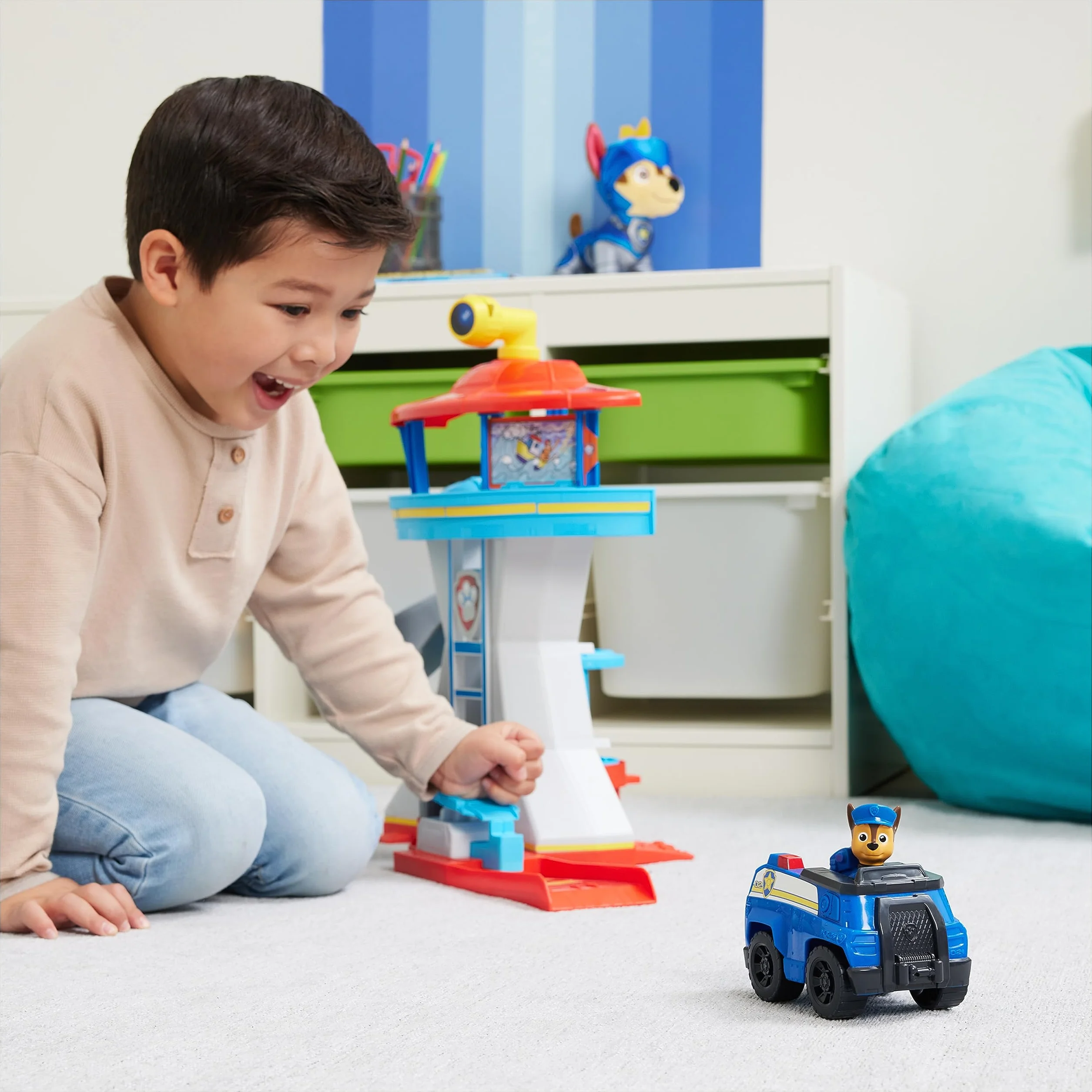 Paw Patrol Patrulla Canina Centro de Mando con Lanzador de Coches, 1 Coche Policía, 2 Figuras Chase, Juguetes Niños 3 Años+