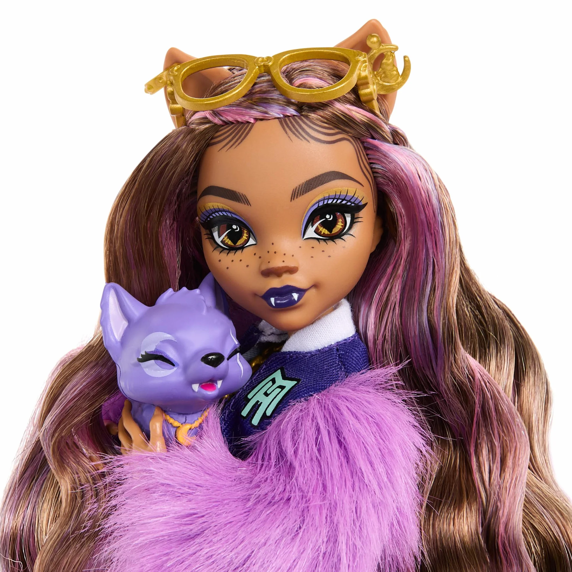 Monster High Fabulosa Clawdeen Wolf Muñeca articulada con Mascota Crescent, Conjunto de Moda y Accesorios, Juguete +4 años (Mattel HRP65)