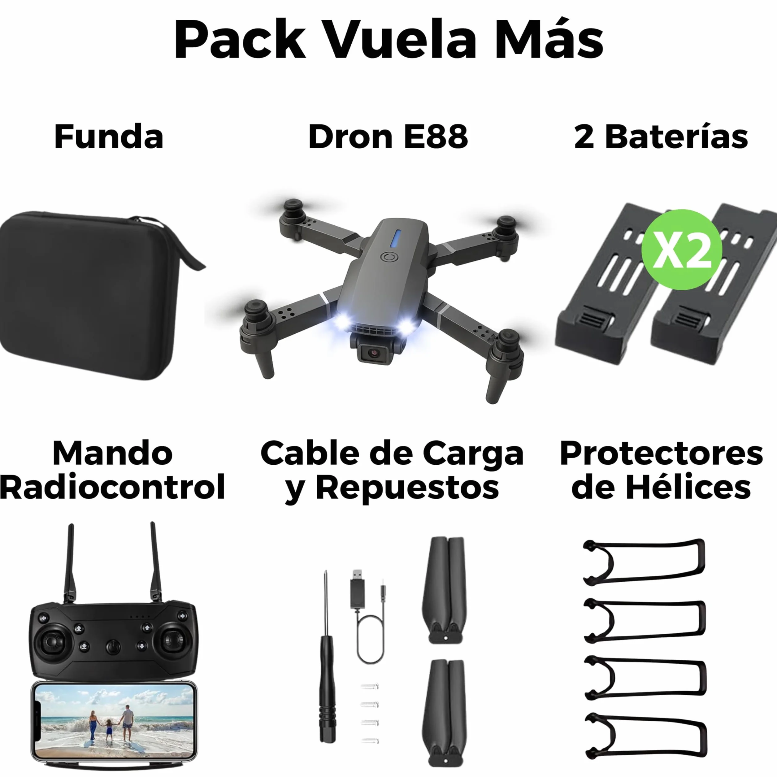 Dron con Camara 720p y 3 Modos de Potencia. Dron para Principiantes con 2 Baterías y 20 Minutos de Vuelo. Drone con Fácil Manejo desde App Gratis. Dron para Niños y Adultos Fácil de Volar con Giros 3D