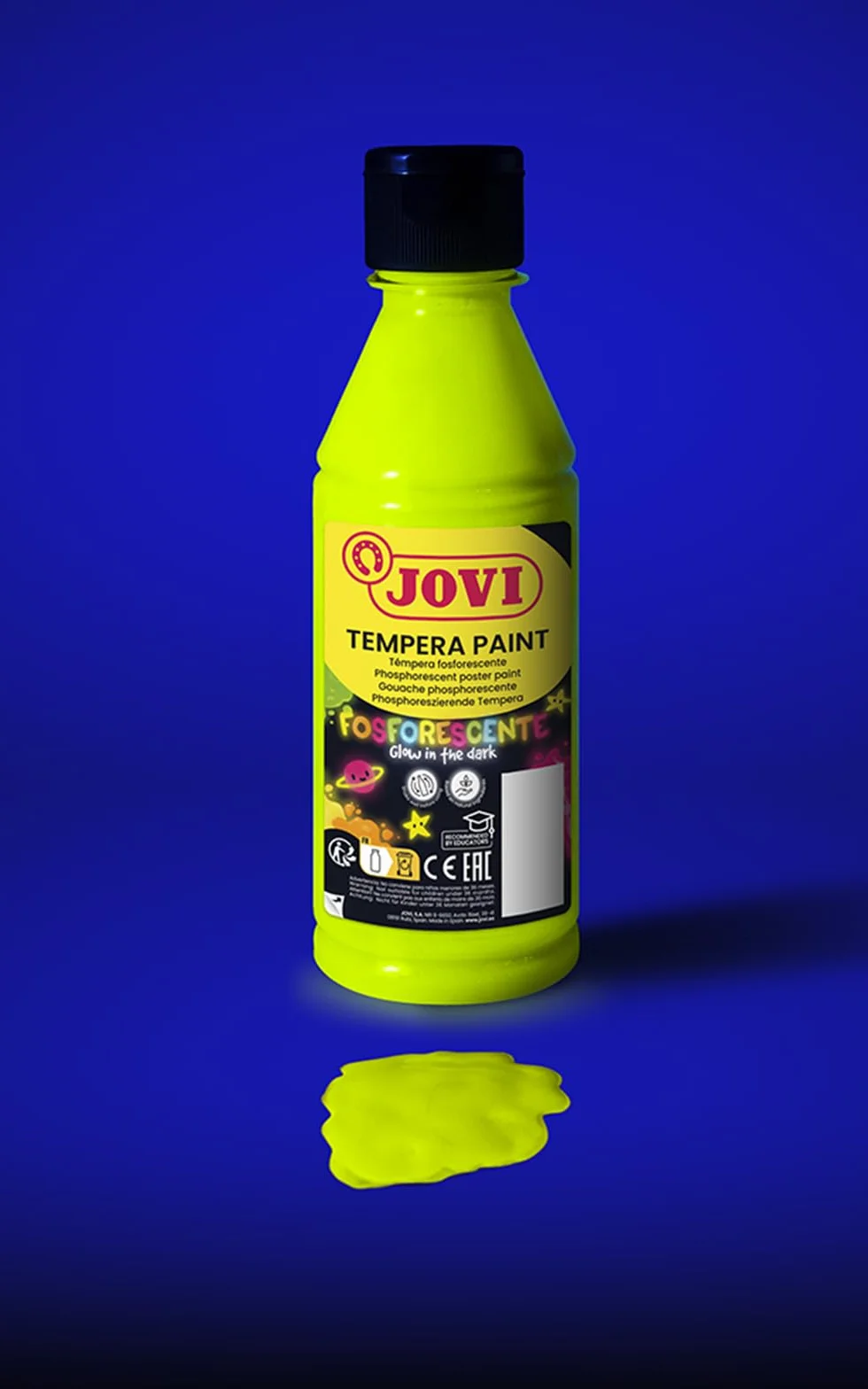 Jovi Fosforescente témpera, 250 ml, Color Amarillo (51902)