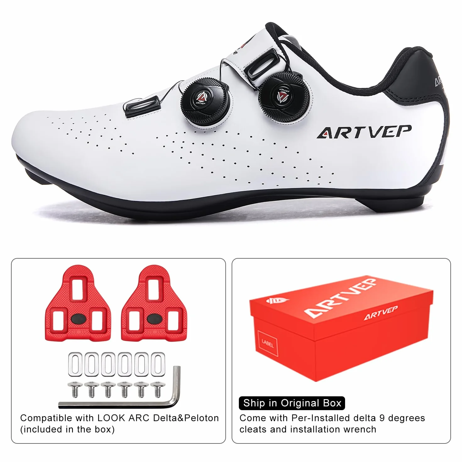 Zapatillas de Ciclismo para Hombre Mujer compatibles Look SPD SPD-SL Delta Cleats Bicicleta Carretera Interior Exterior