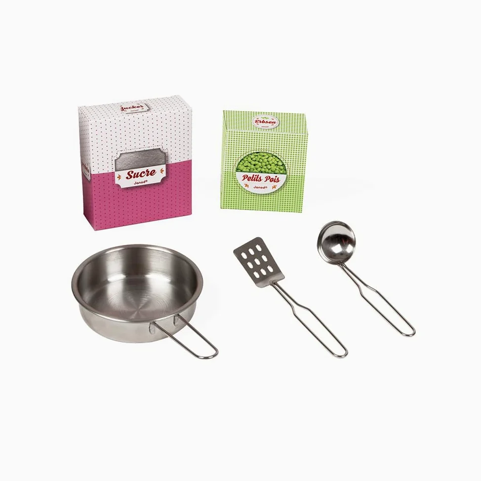 Janod - Cocina Infantil de Madera Macaron - Equipada con Nevera y Microondas - Con Sonidos - Imitación y Desarrollo - 5 Accesorios Incluidos - Desde 3 años, J06567, Rosa y Blanco