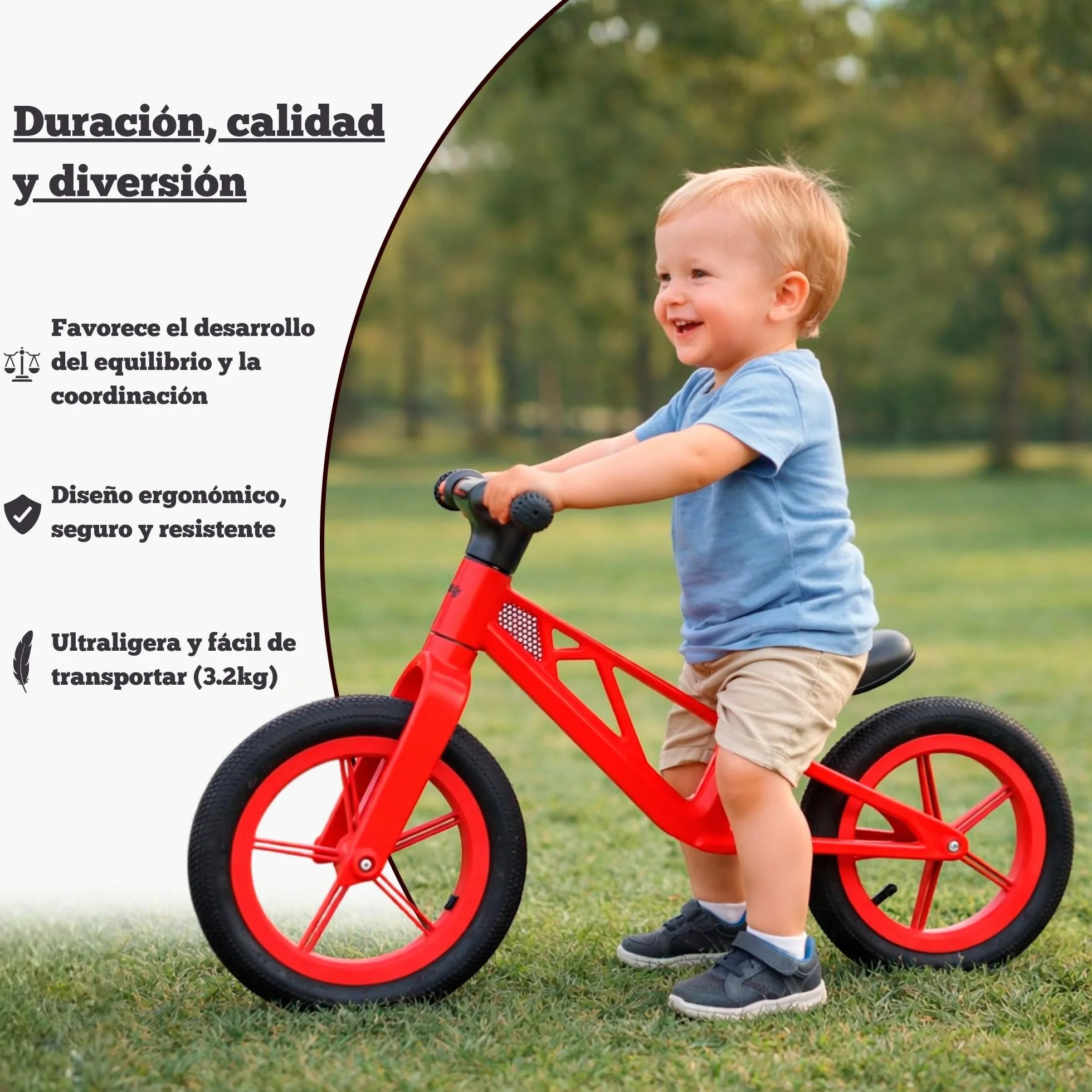 Edibaby, Bicicleta Niño 2 Años, Sin Pedales, Bici Infantil para Aprender Equilibrio, 2 a 5 Años, hasta 25 kg, Ideal como Juguete y Regalo