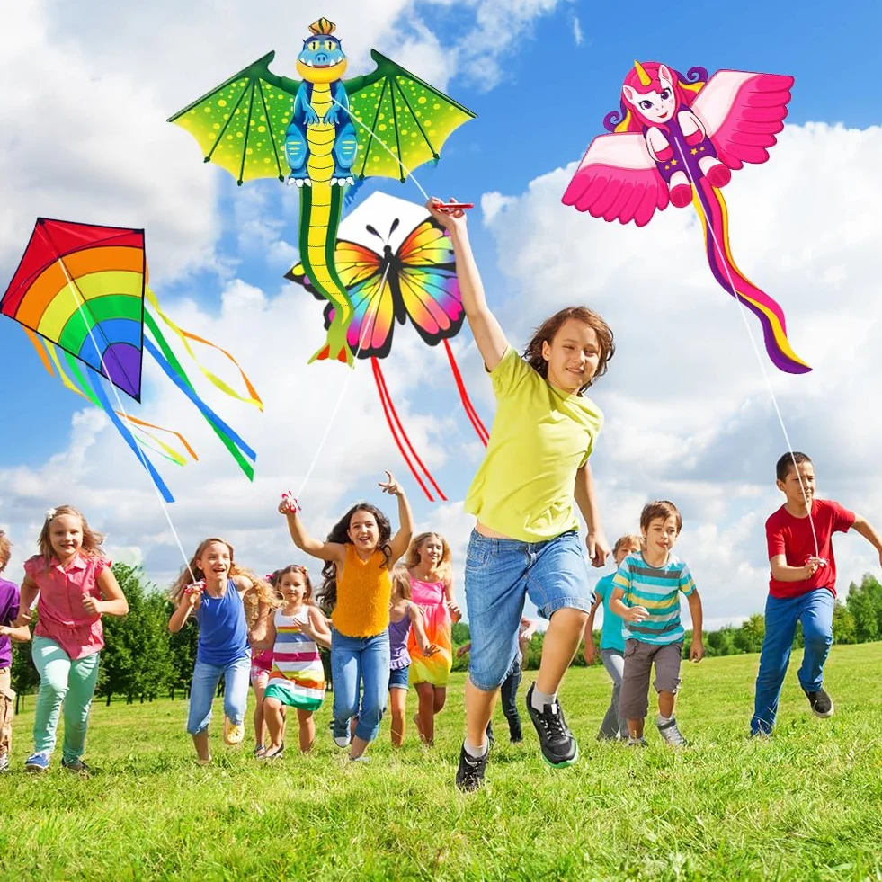 Flintronic Cometas para Niños, Dinosaurio Grande con 100m Hilo, Fácil Volar, para Playa y Campamento