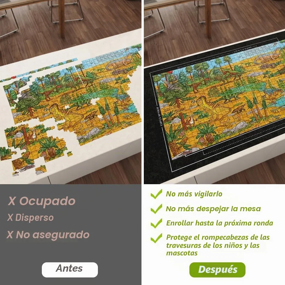 Ainiv Tapete Puzzle, Puzzle Roll Mat con Líneas Auxiliares para hasta 1500 Piezas, Plegable Alfombra Puzzle con Bomba Inflable, Antideslizante Tapete Puzzle para Almacenar Rompecabezas