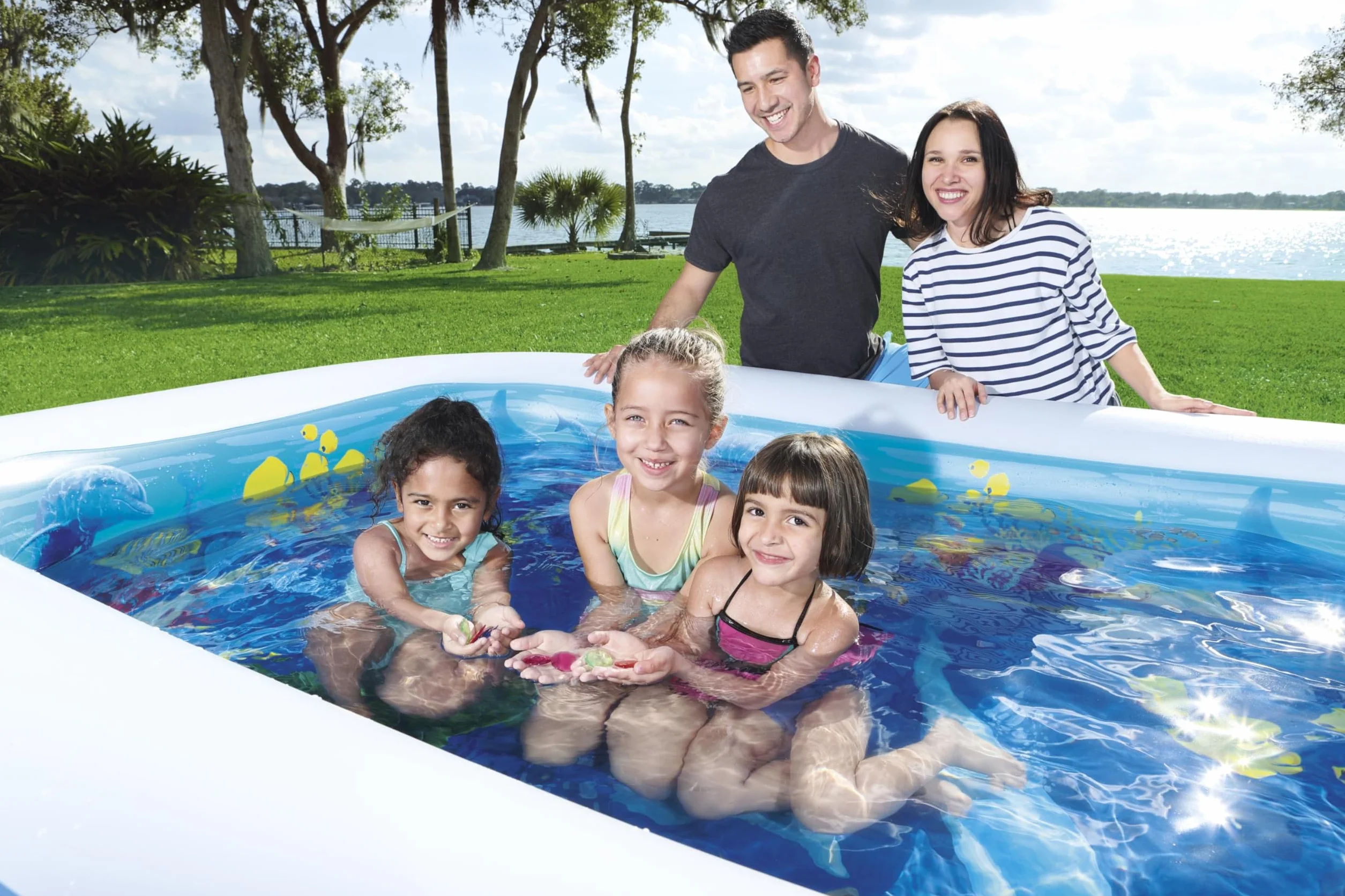 Bestway 54177 - Piscina Hinchable Infantil 2 Gafas 3D y Tesoro Undersea Adventure 262x175x51 cm