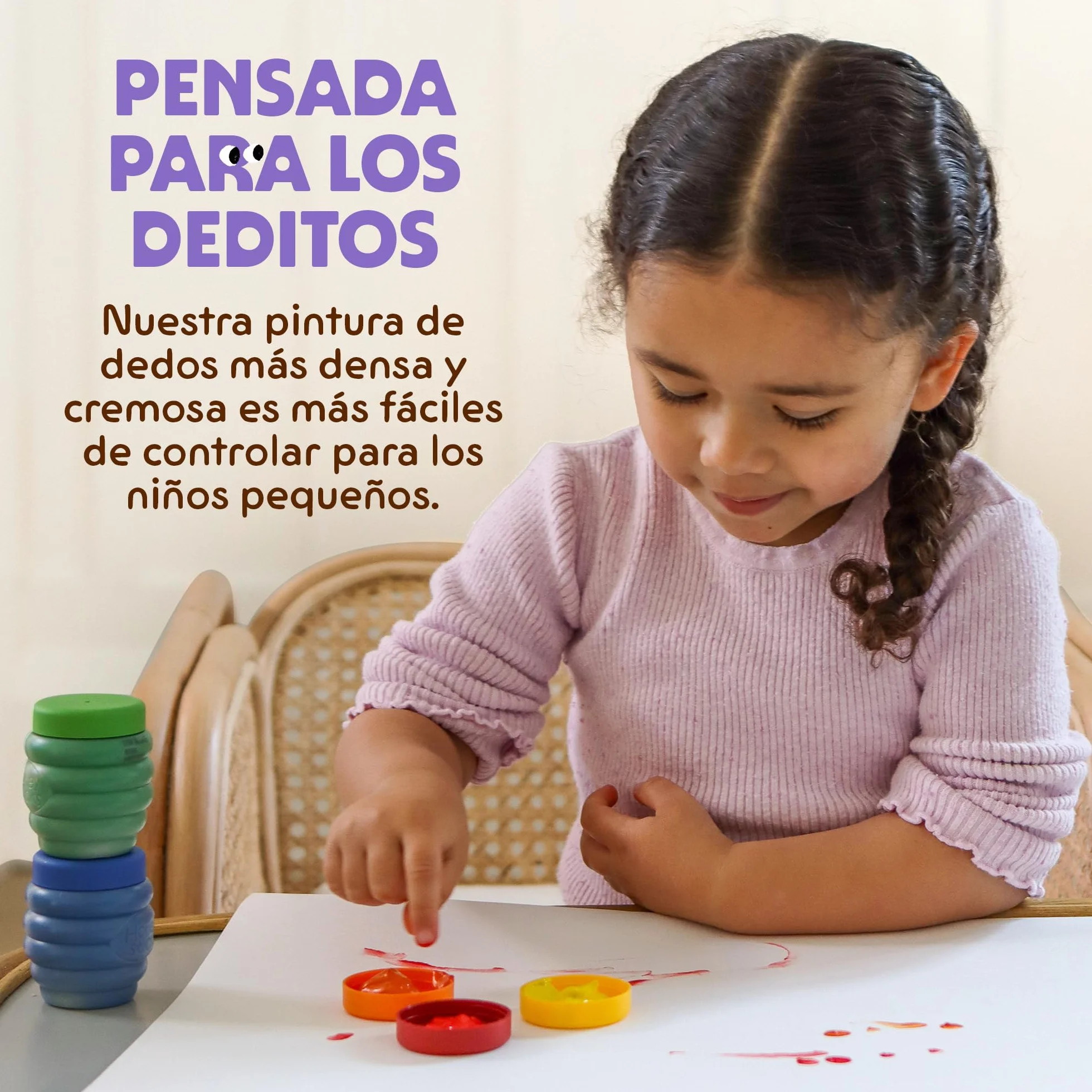 Honeysticks Pintura de Dedos para Niños y Bebés No Tóxica – Pinturas para Bebés y Niños de 1 a 5 Años a Base de Agua en 6 Colores Vivos - Seguras y Lavables de la Piel – Ecológica