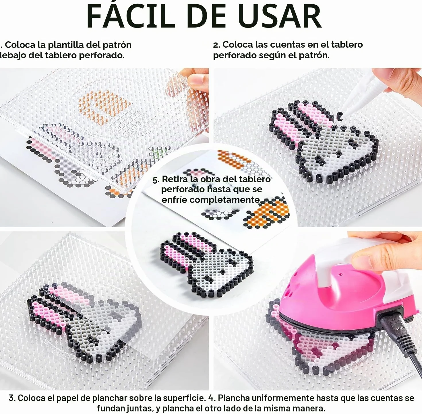 vytung Cuentas Para Planchar, 13000 Pcs 5 mm de Abalorios Cuentas,220 modelos, Plásticos Beads Kit Completo con Papel de Planchado, Plantilla DIY Manualidad para Fiesta ​Cumpleaños Niños