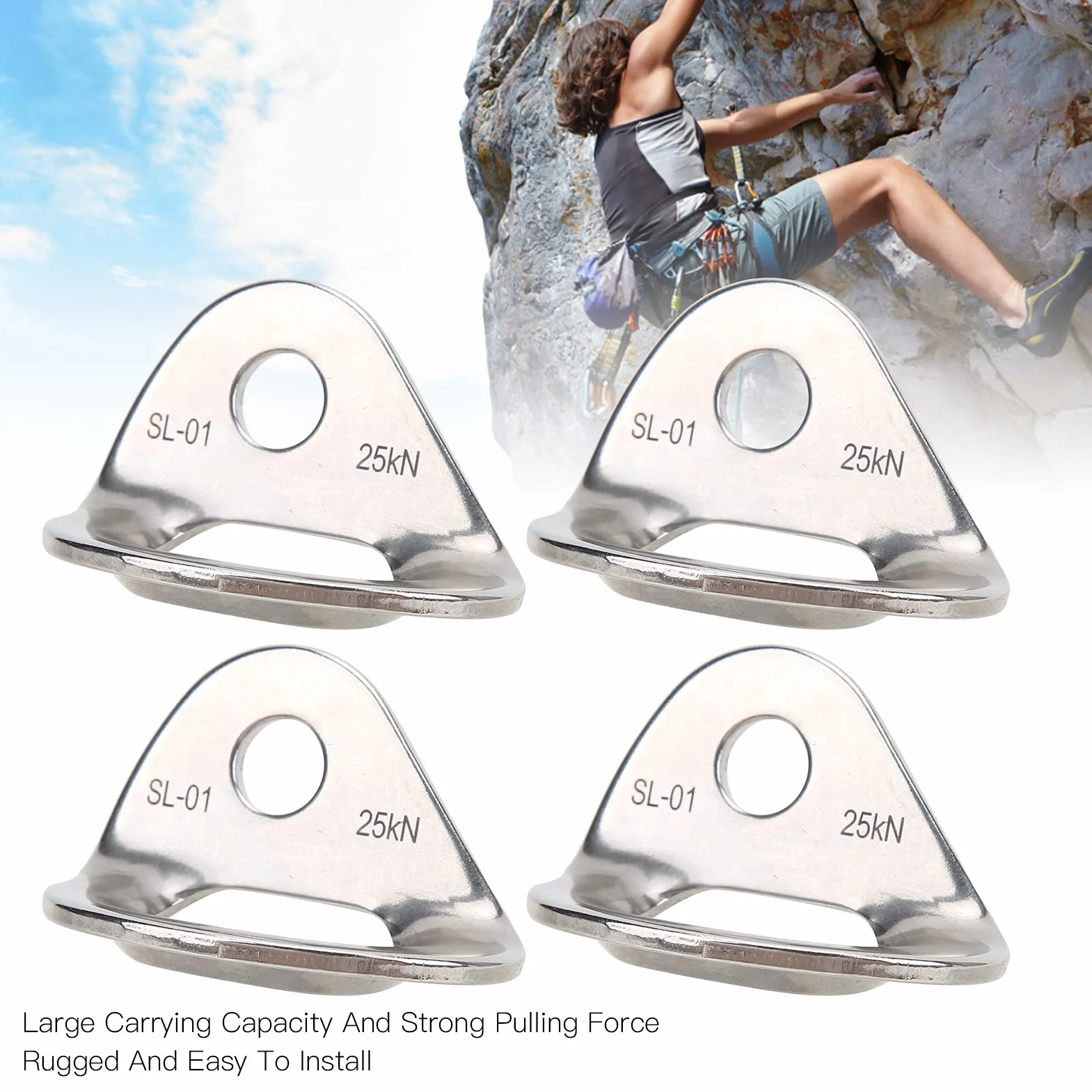 Colgador de Escalada 25 KN Perno de Anclaje de Acero Inoxidable 4 Piezas