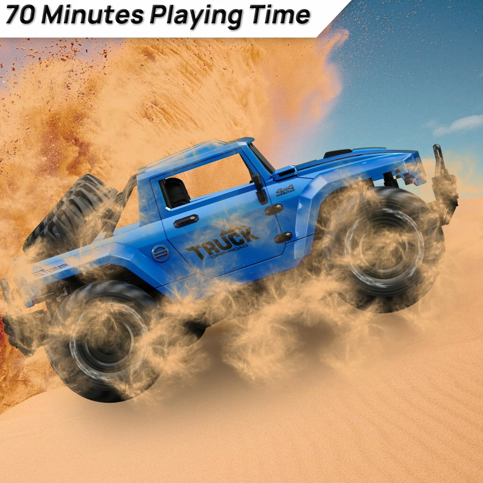 Coche Teledirigido, Anfibio Coches RC 1:16, Monster Truck teledirigidos Impermeable, Vehículo Acrobacias RC Car con Rotación de 360° y luz LED para Adultos niños