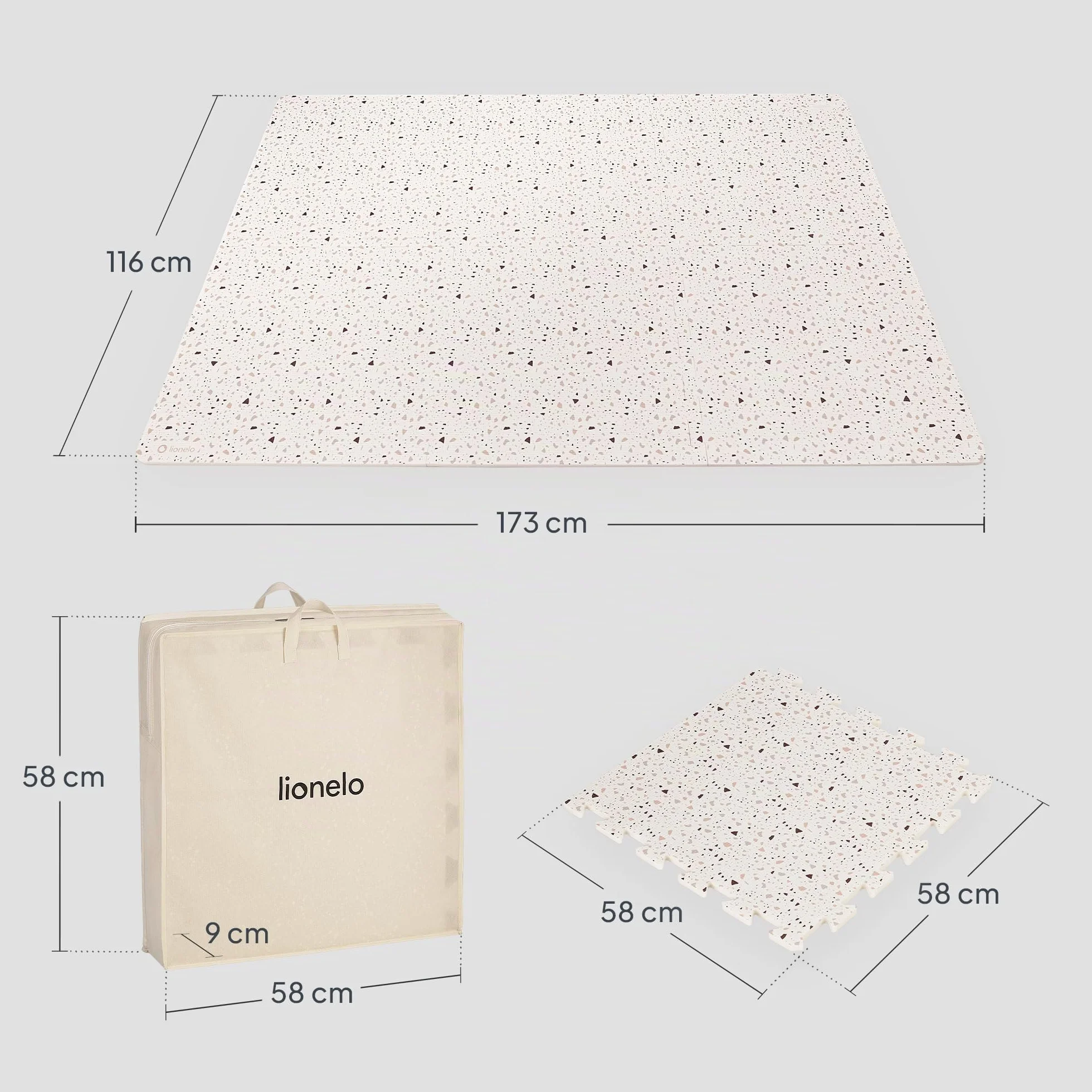 Lionelo YOKA Alfombra niños Puzzle de 6 Piezas para Gatear Doble Cara No tóxica Inodora Antideslizante Fácil de Limpiar 173 x 116 x 1,5 cm