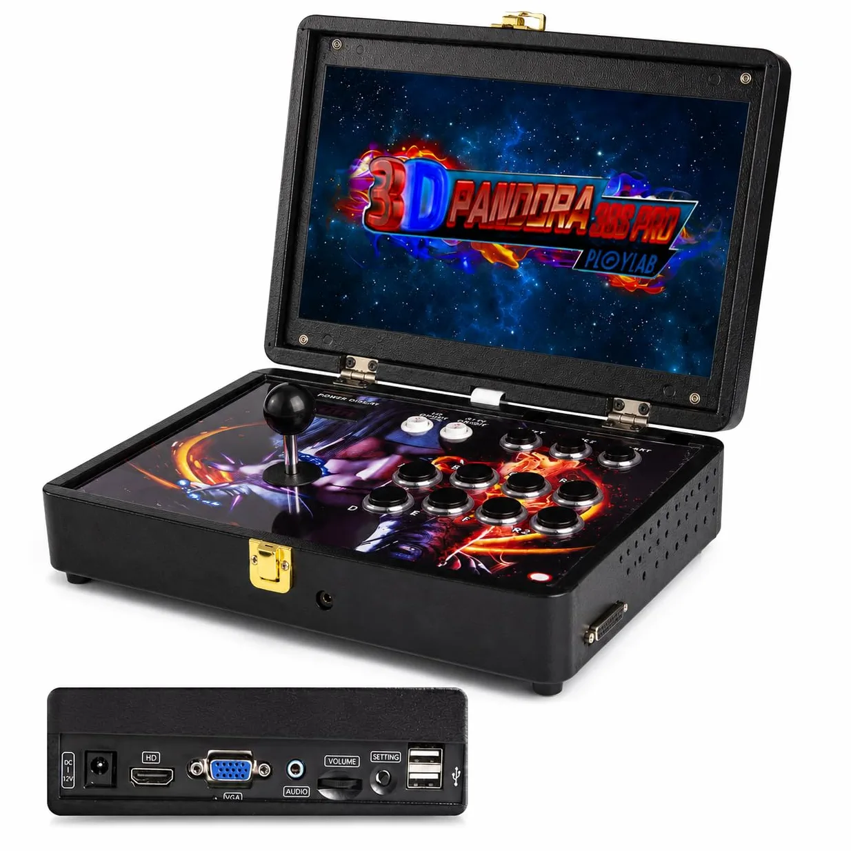 Consola de juegos de mano, consola arcade 3D de 14 pulgadas con carcasa totalmente metálica, sistema de juegos portátil 10000 en 1