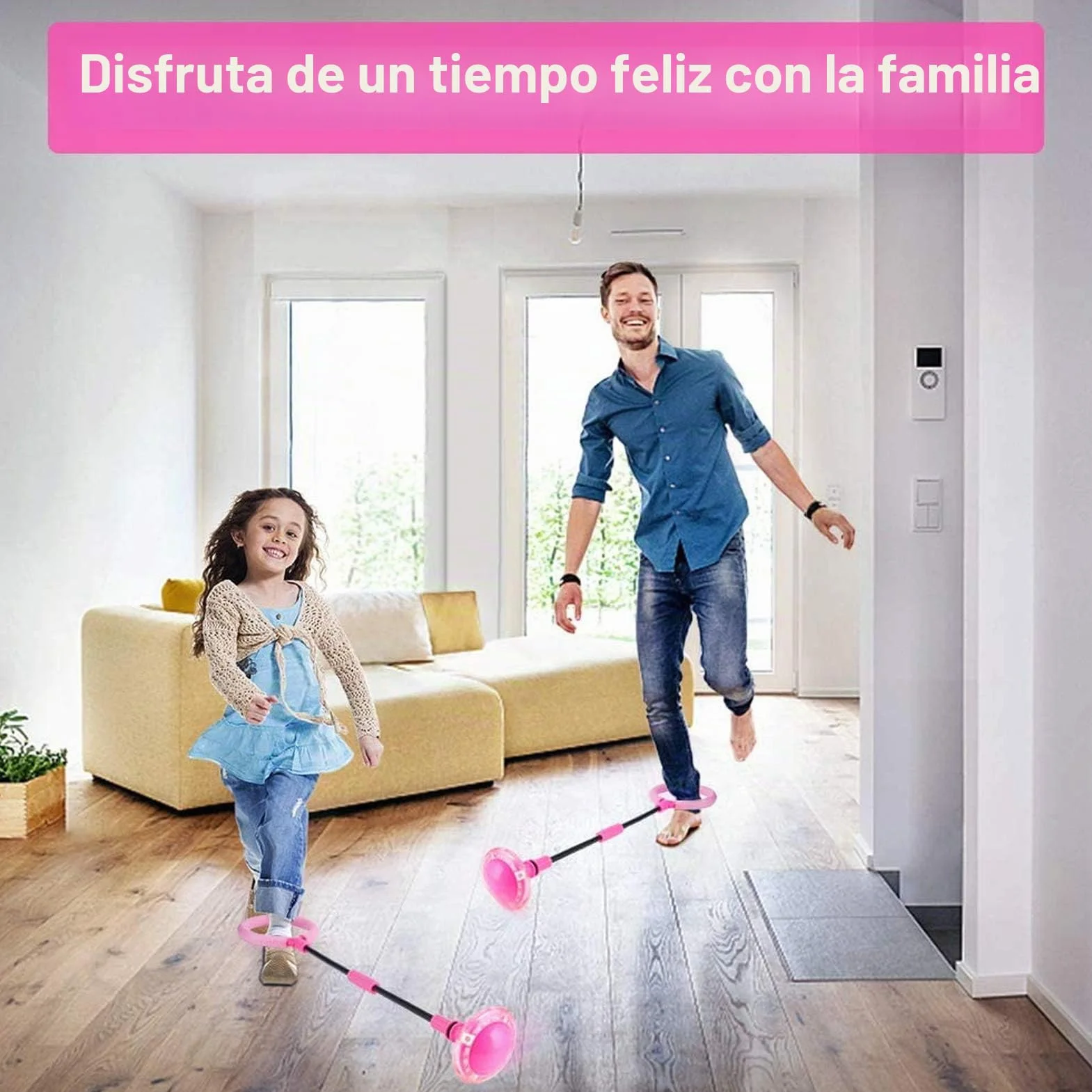 Pelota De Salto De Tobillo con Flash Plegable para Niños Adultos Ejercicio (Rosa)