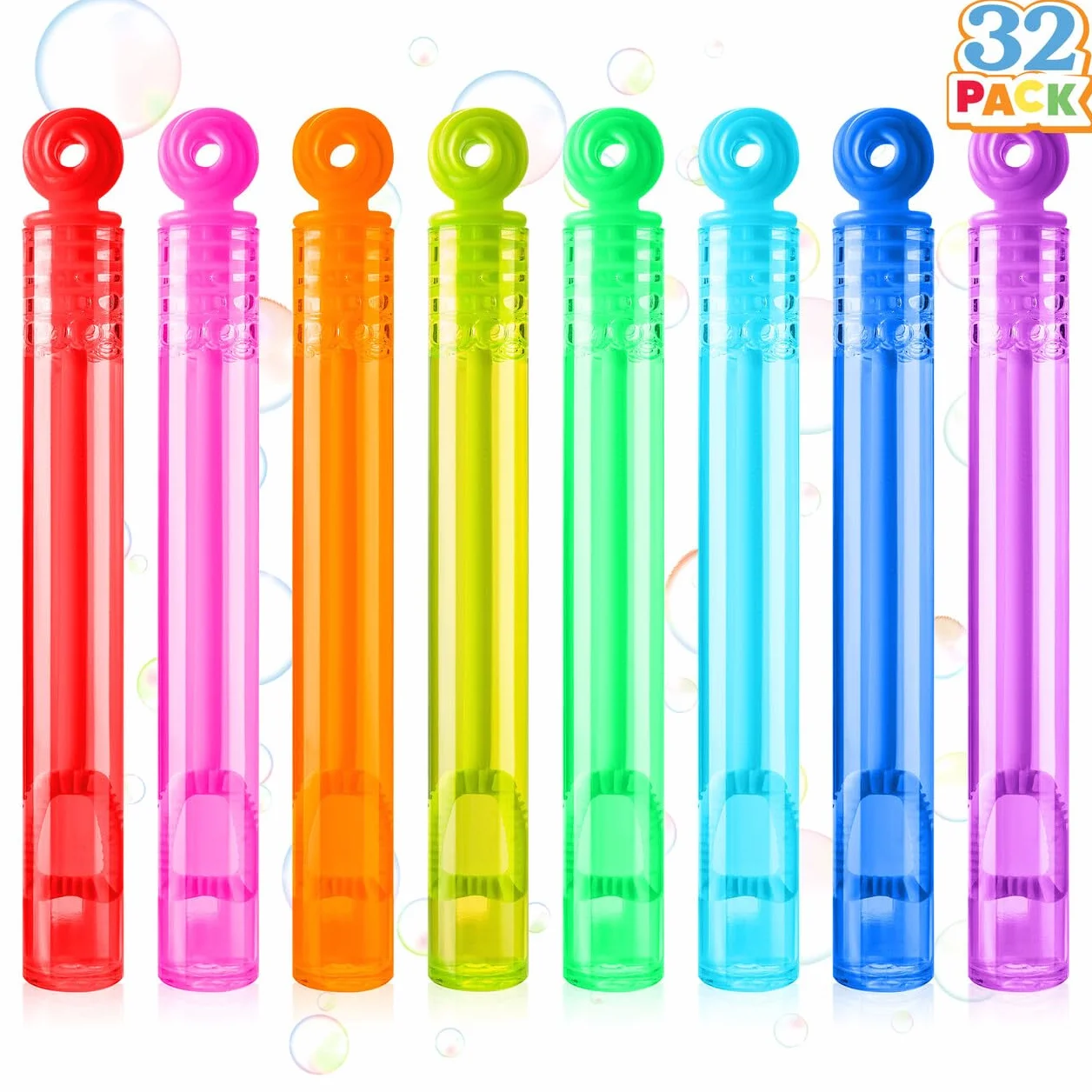 JOYIN 32pcs de Mini Varitas de Burbujas, 8 Colores de Círculos, Rellenadores de Bolsas, Premios para Niños y Niñas