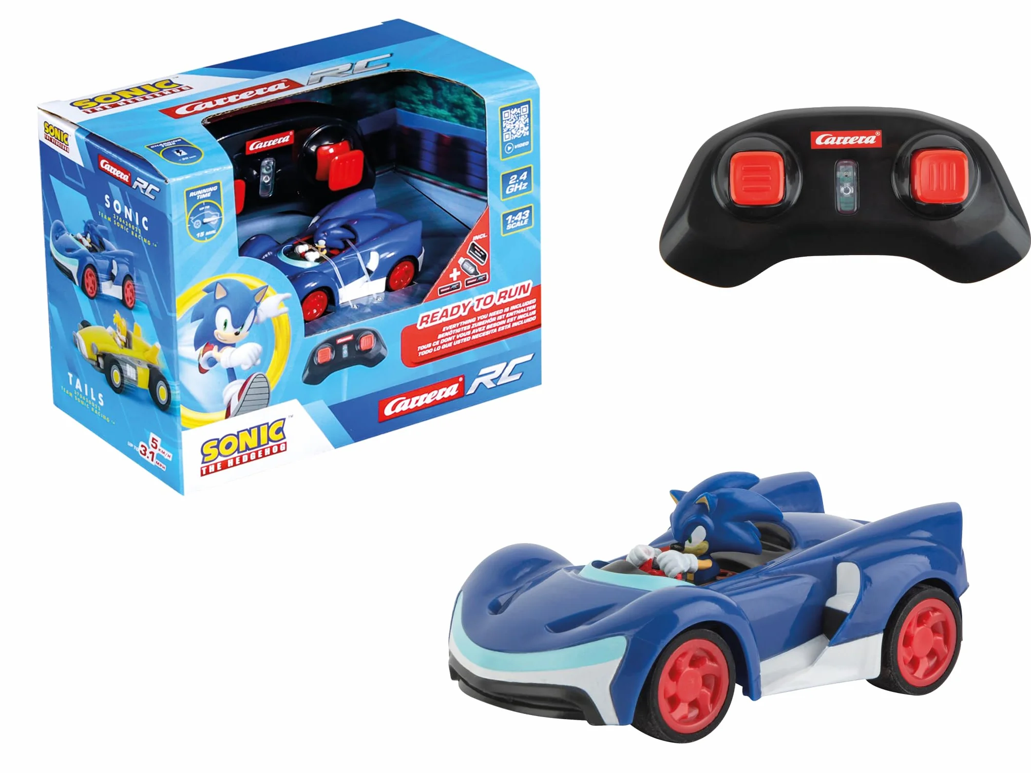 Carrera - 370430022 RC Equipo Sonic Racing Mini RC, Sonic 1:43
