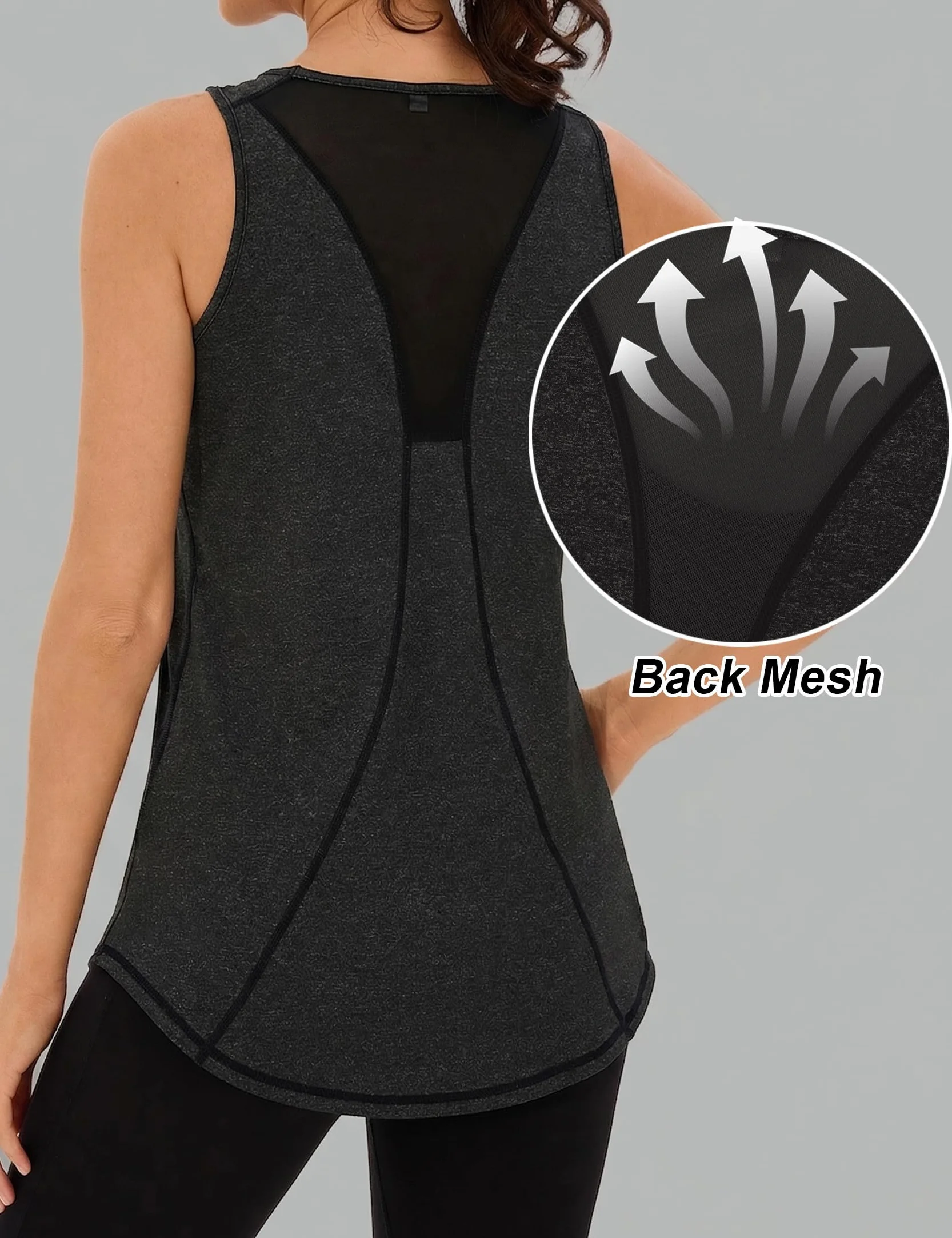 Camiseta sin Mangas de Fitness para Mujer Espalda de Malla Chaleco Deportivo Yoga Tops Tirantes para Correr